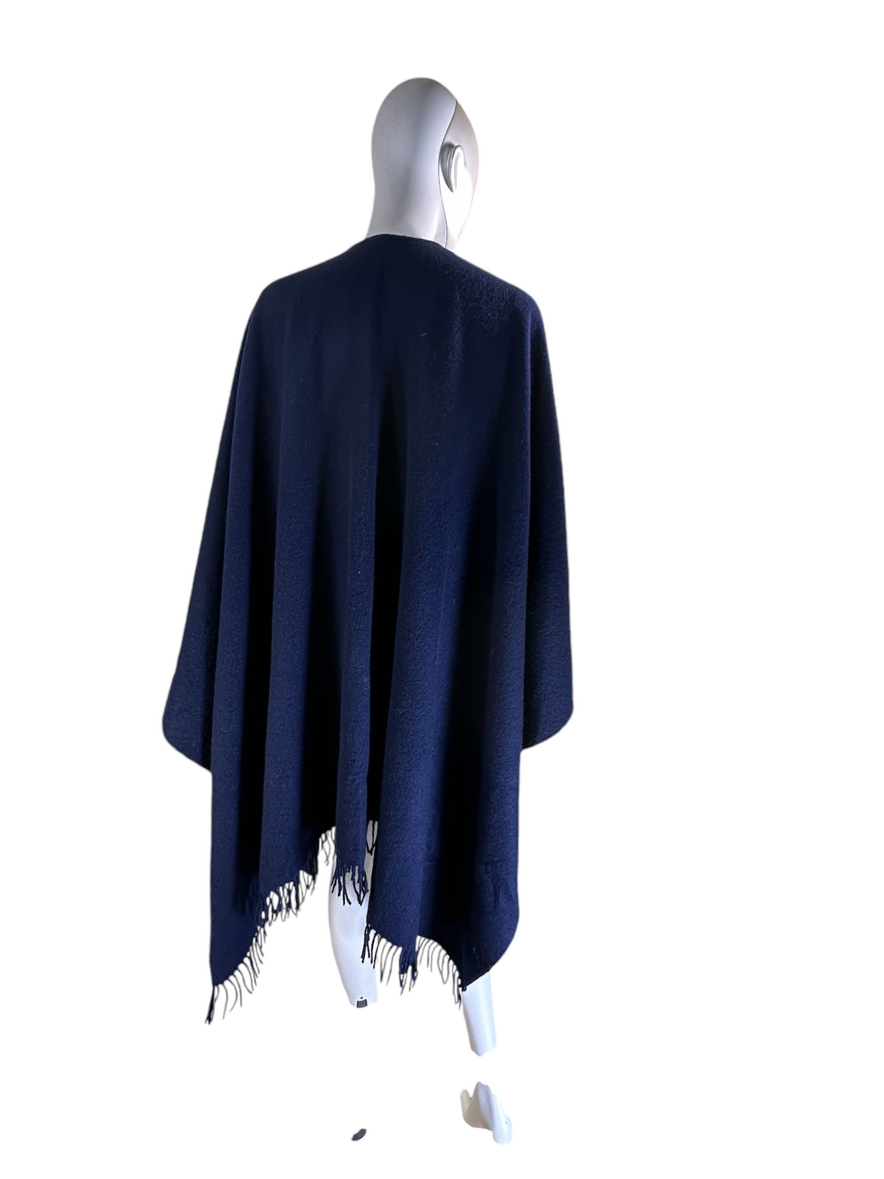 Johnstons Of Elgin Lambswool Navy Blue Cape Poncho Size ONE SIZE - 3 Thumbnail