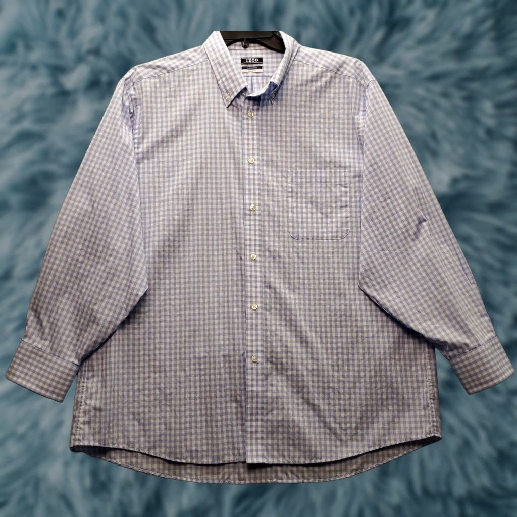 Izod IZOD Shirt Mens XL Multi Check Stretch Regular Fit Long Sleeve Button-Down Shirt Size US XL / EU 56 / 4 - 1 Thumbnail