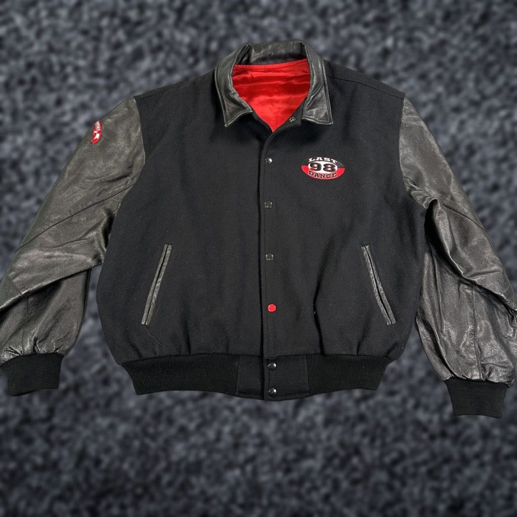 Jordan Brand VINTAGE Jordan Last Dance 98 Varsity Jacket Mens L Black Wool Leather USA Jacket Size US L / EU 52-54 / 3 - 1 Thumbnail