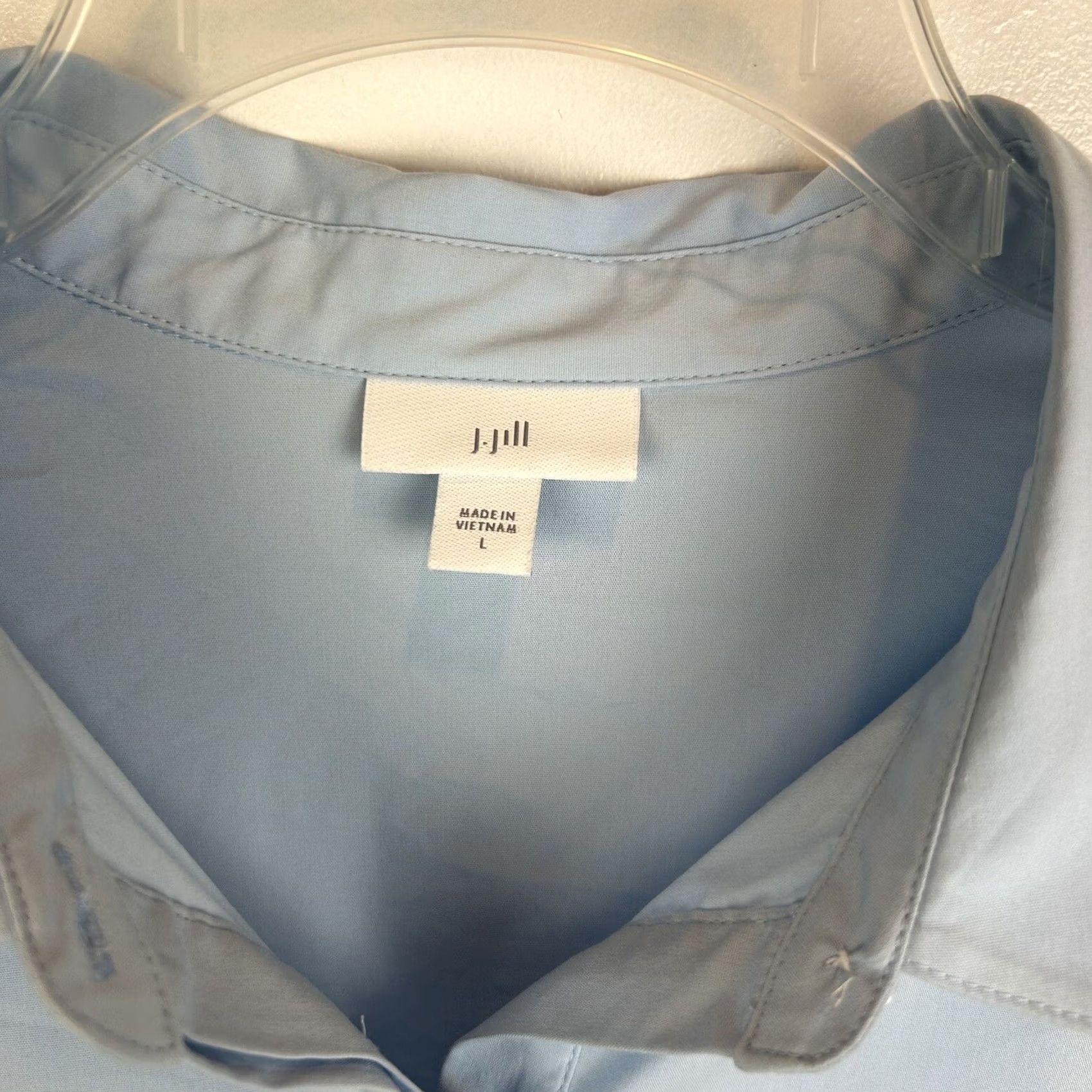 J. Jill J Jill Womans L Light Blue Half Button Tunic Top Blouse Collar Lagenlook Size L / US 10 / IT 46 - 3 Thumbnail
