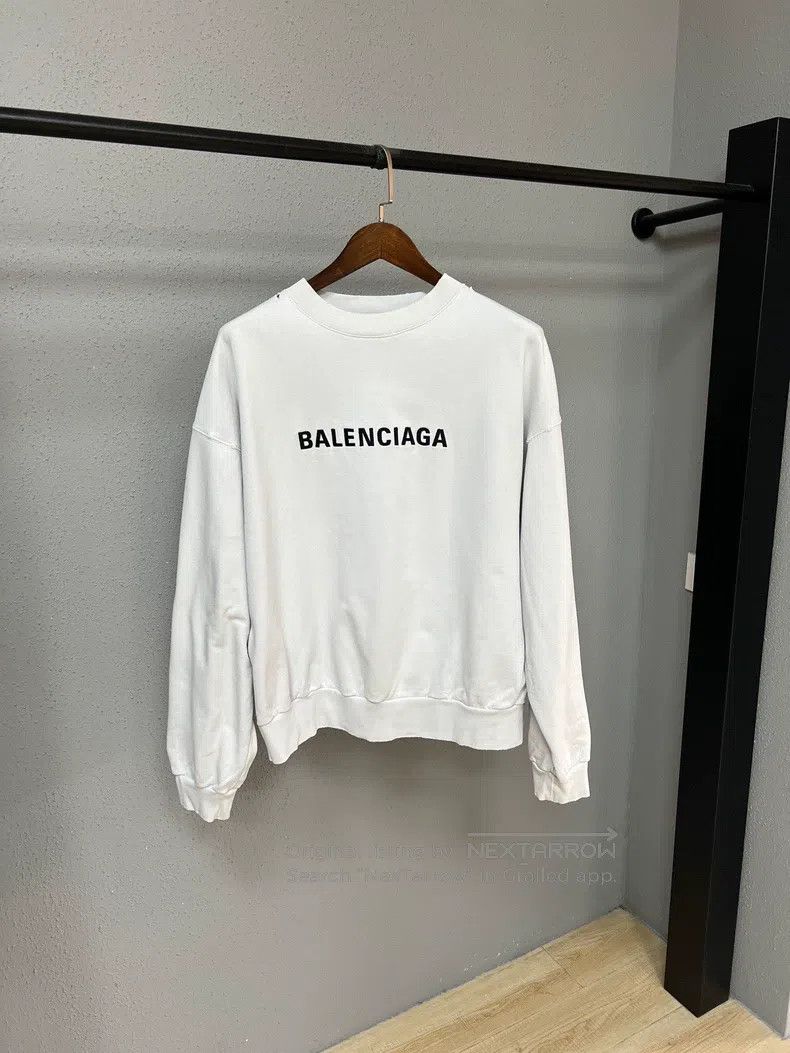 Balenciaga White reversed logo distressed sweatshirt