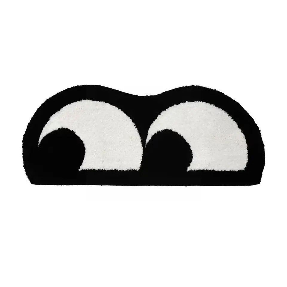 Vintage Cute Big Eyes Rug Black Carpet 50x120cm Size ONE SIZE - 2 Thumbnail
