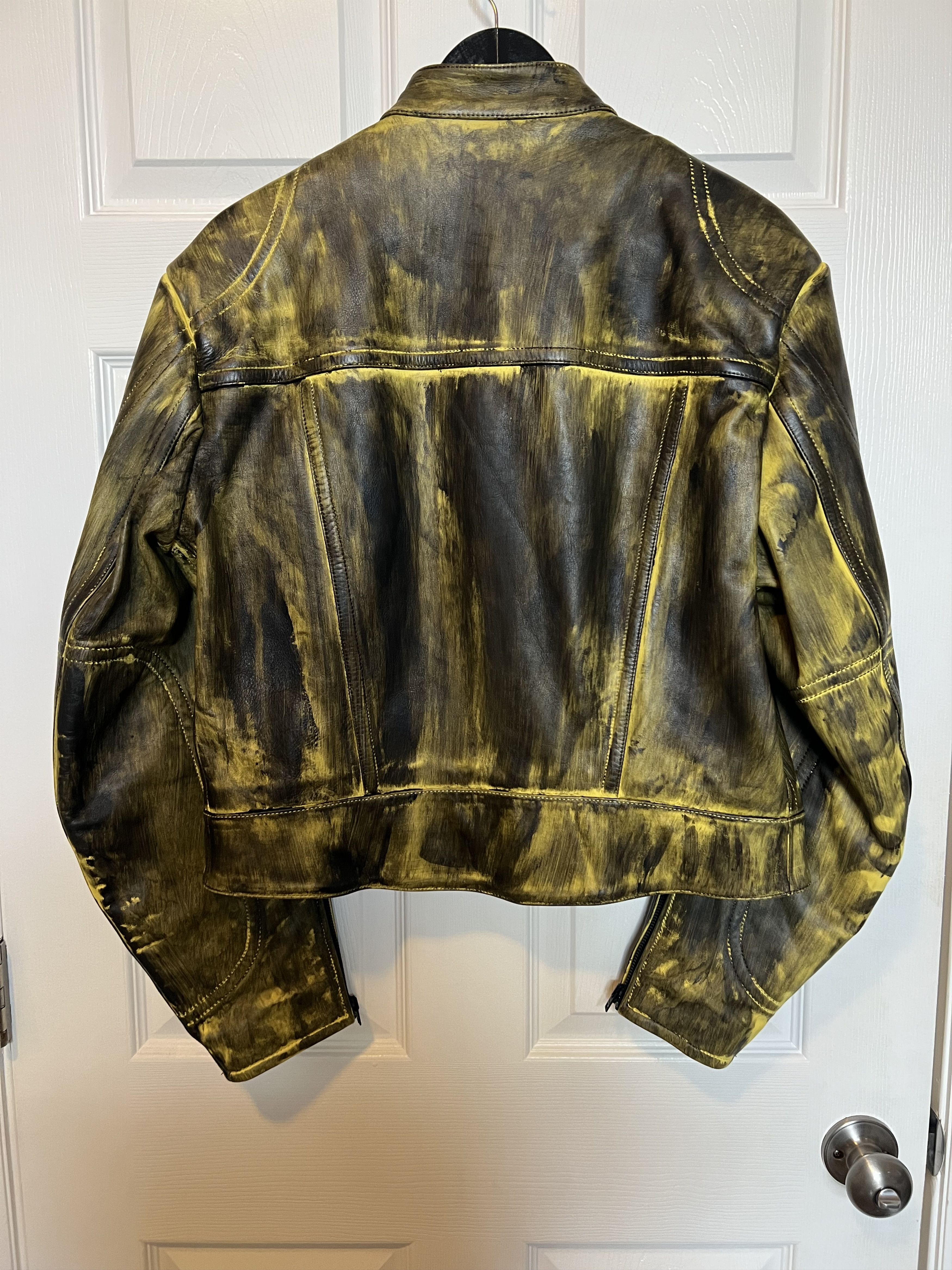 Acne Studios Acne Studios FW22 Hand Painted Yellow Leather Jacket sz 48 Size US M / EU 48-50 / 2 - 2 Thumbnail