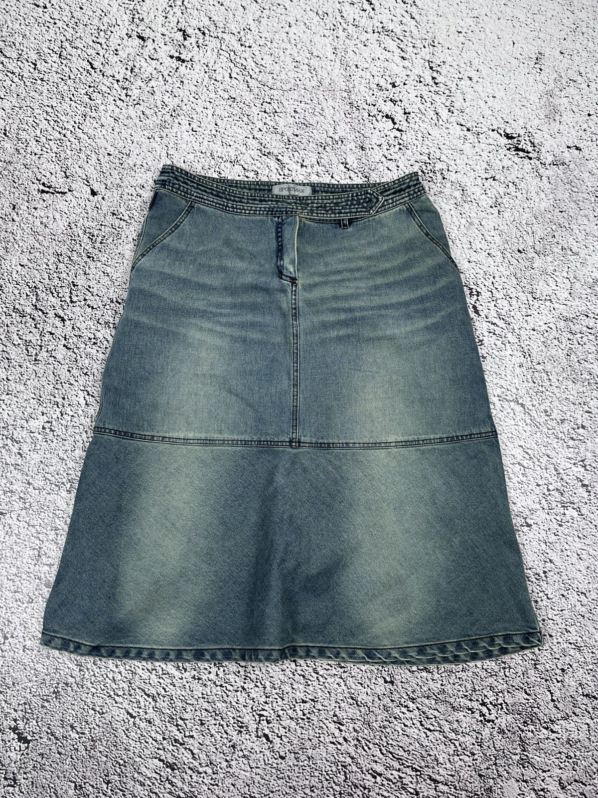 Max Mara Vintage Sportmax Max Mara Denim Midi Skirt Y2K Size 12 Size XL / US 12-14 / IT 48-50 - 1 Thumbnail
