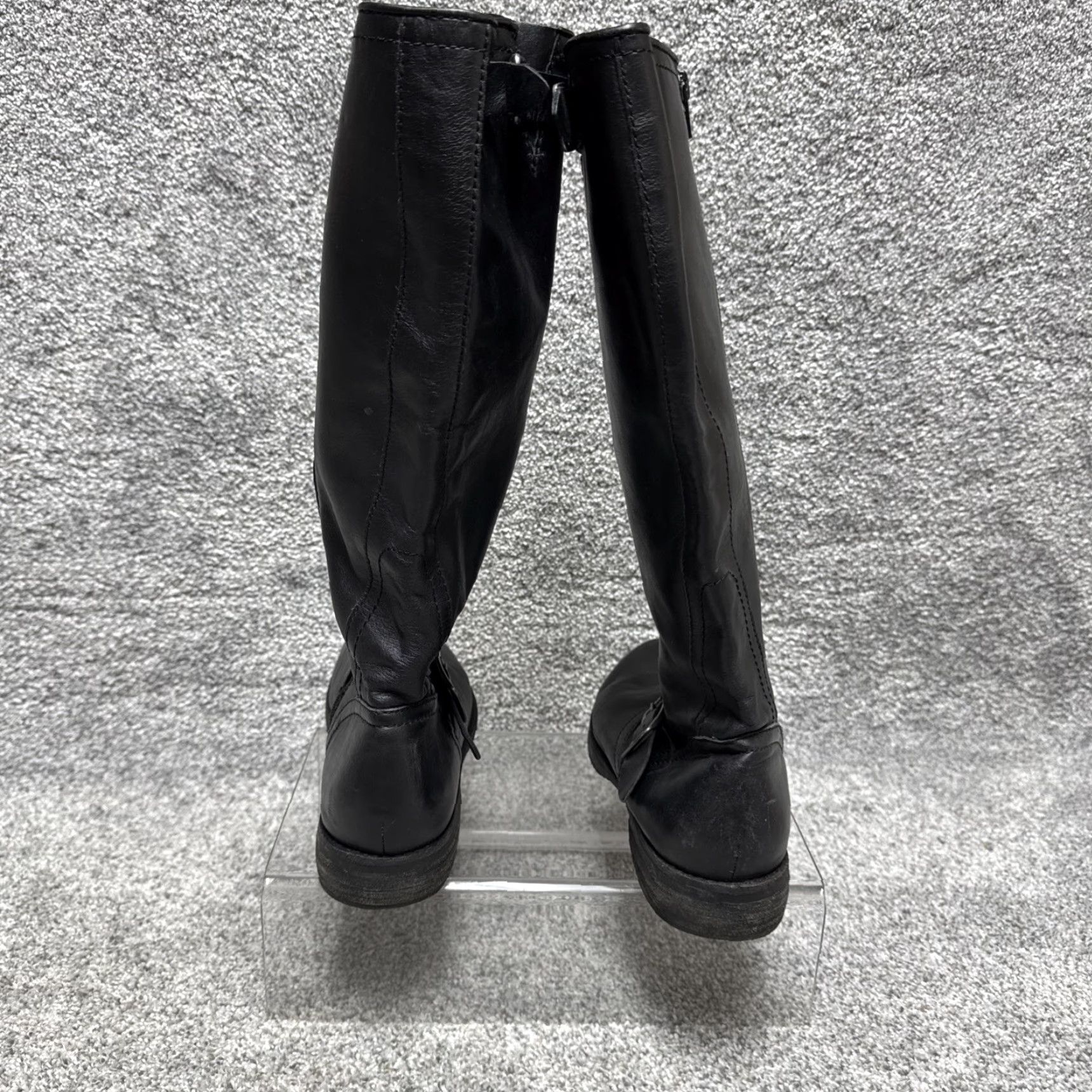 Vintage CIVICO Boots Womens 8.5 Leather Riding Boots Biker Gothic Dark Academia Mob Wife Mid-Calf Zip Black Leather M Women Gear Street Wear? Size US 9 / IT 39 - 5 Thumbnail