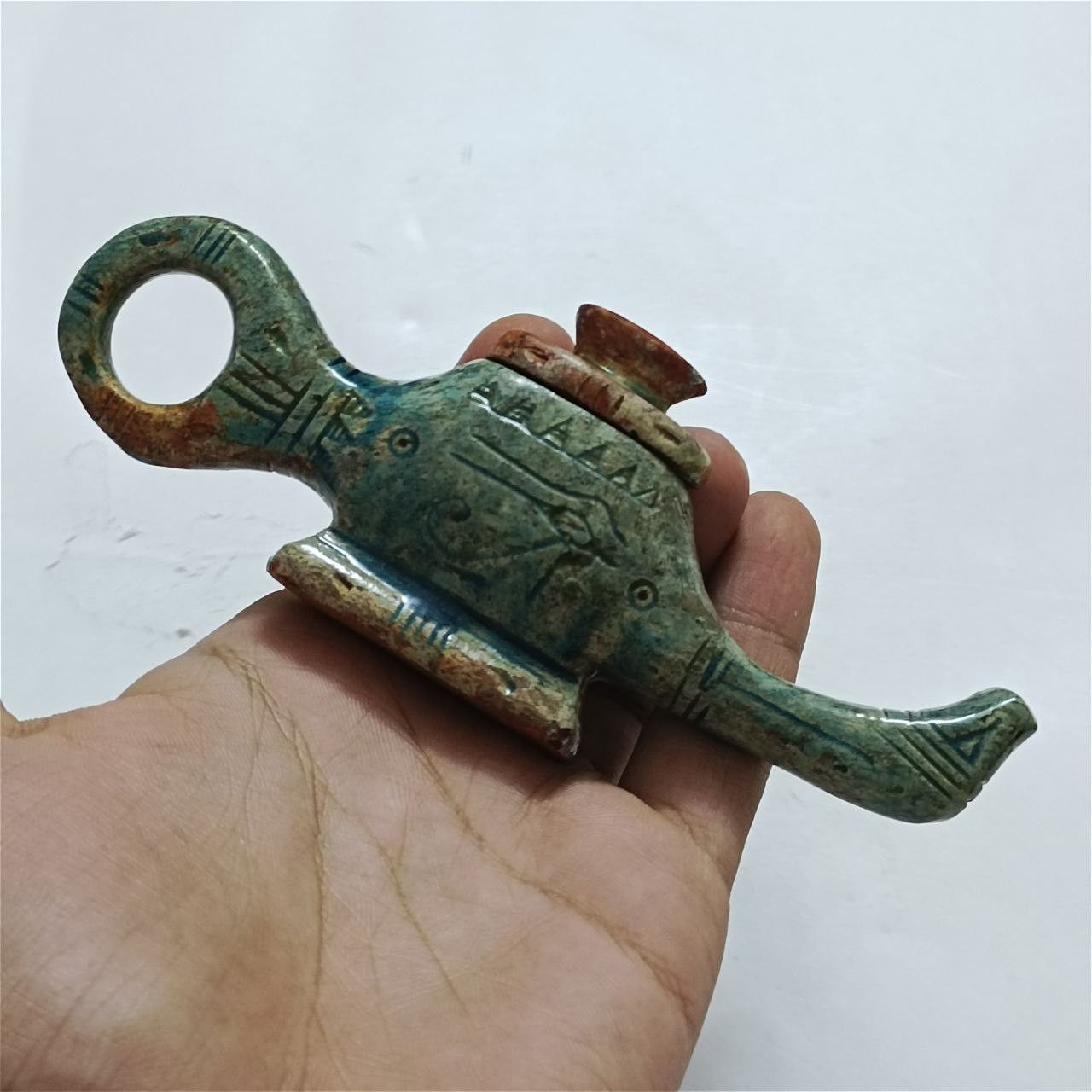 Handmade Hammer stone oil lamp in ancient Egyptian style Size ONE SIZE - 2 Thumbnail