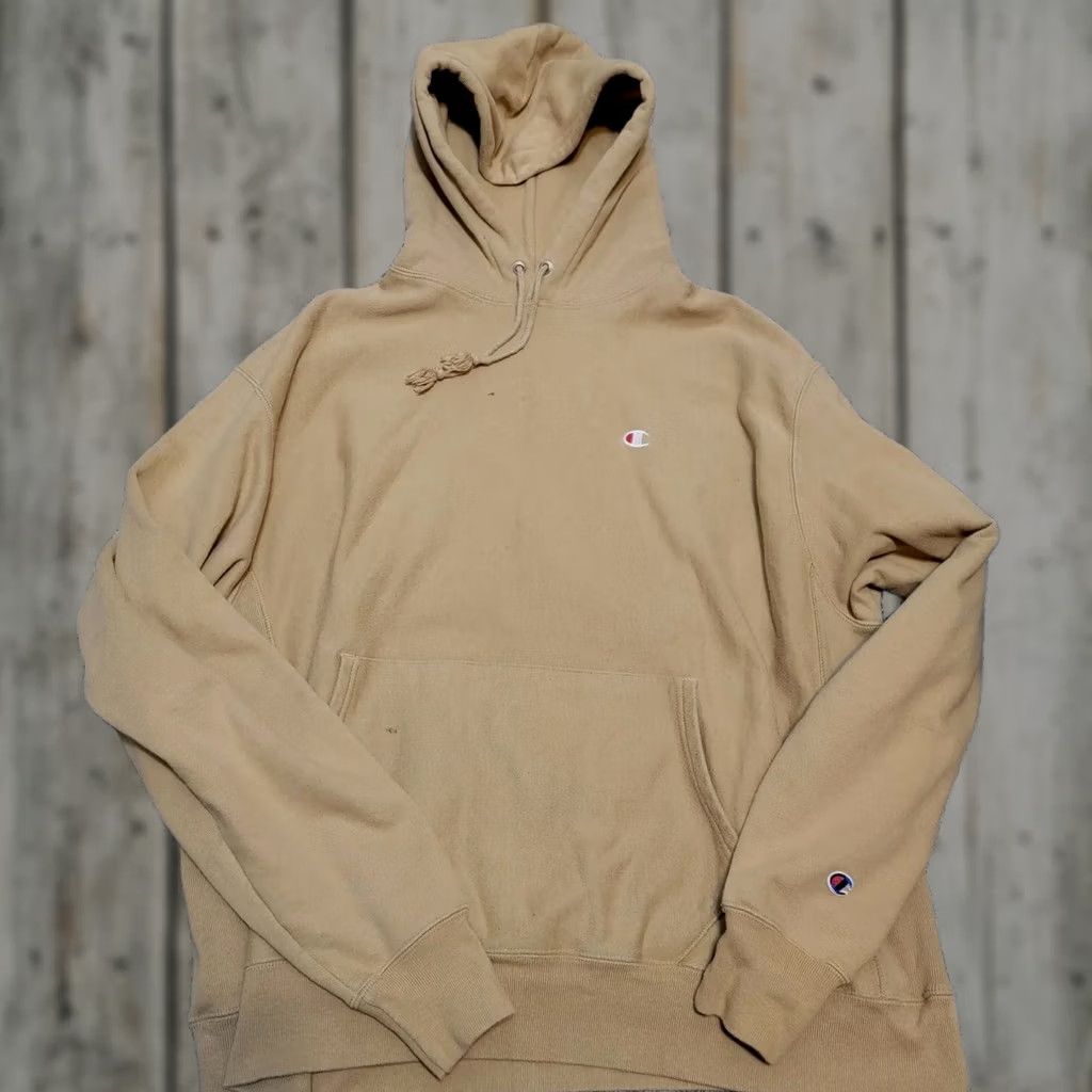 Champion VINTAGE Champion Reverse Weave Earth-Tone Tan Pullover Hoodie Sweatshirt XL Size US XL / EU 56 / 4 - 1 Thumbnail