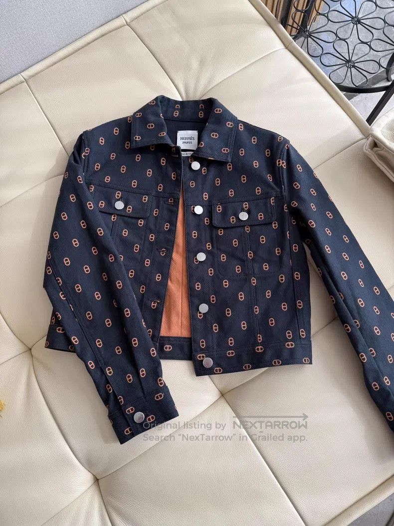 Hermes Hermes Pig nose navy blue women's denim short cotton jacke Size XS / US 0-2 / IT 36-38 - 1 Thumbnail