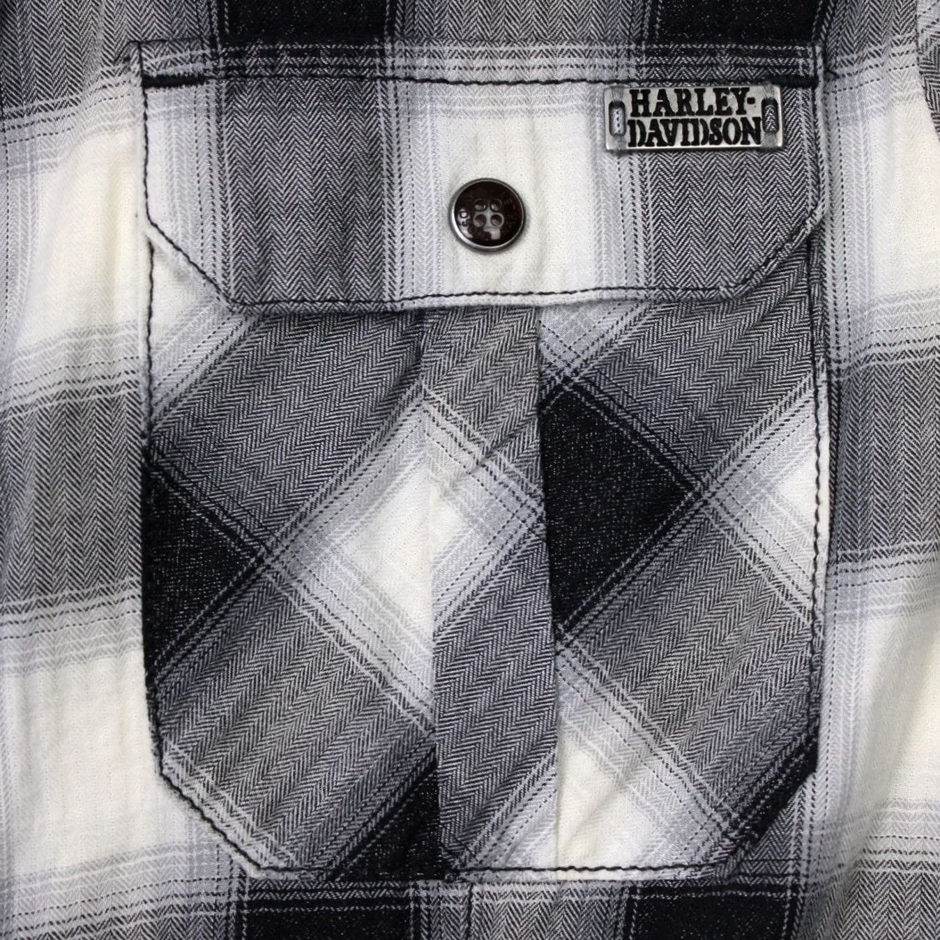 Harley Davidson Harley-Davidson Shirt Women Small Gray/Black Plaid Pearl Snap Long Sleeve Cotton Size S / US 4 / IT 40 - 5 Thumbnail