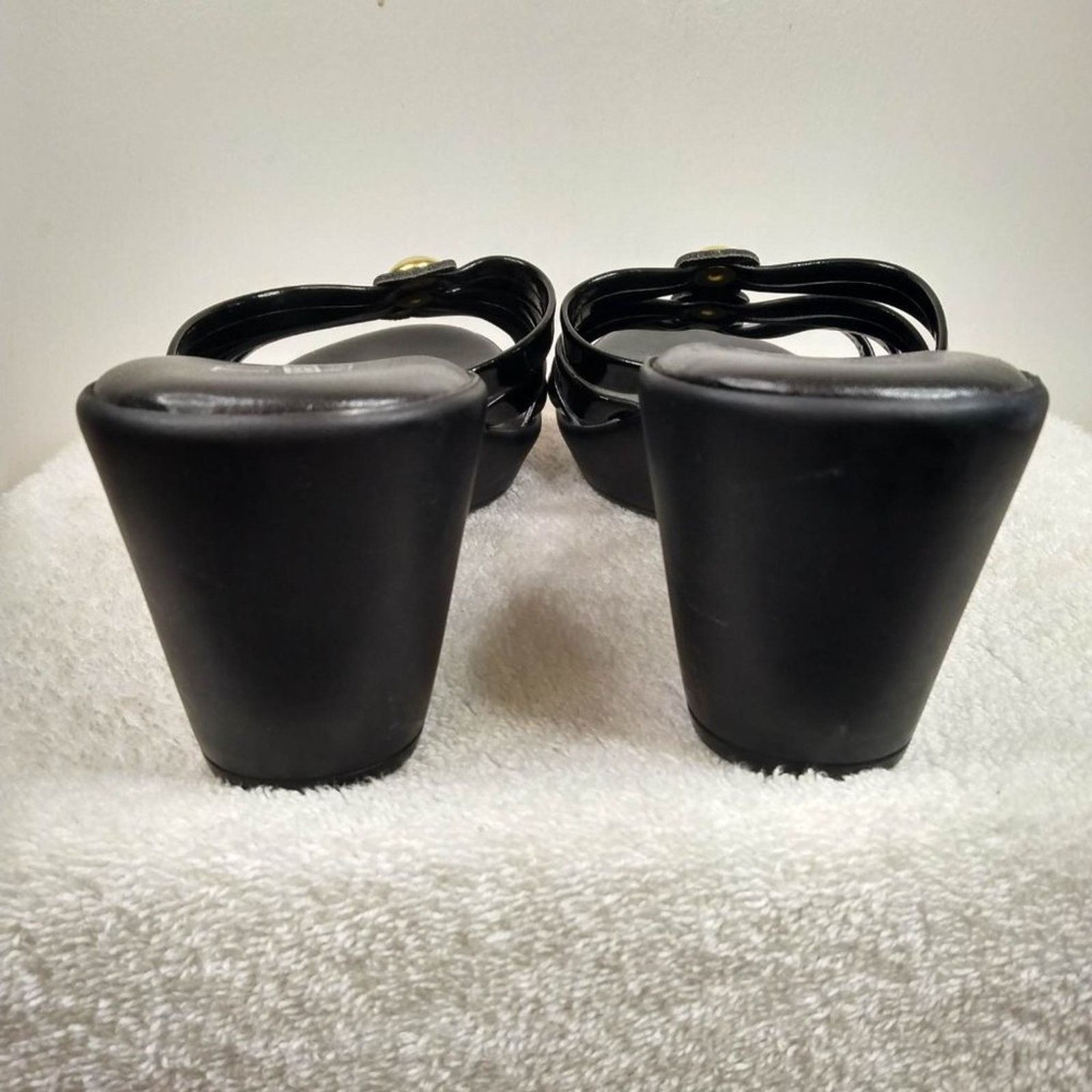 Other Tuscany by easy street Black Wedge Slide Sandals Size 7.5 Size US 7.5 / IT 37.5 - 5 Thumbnail