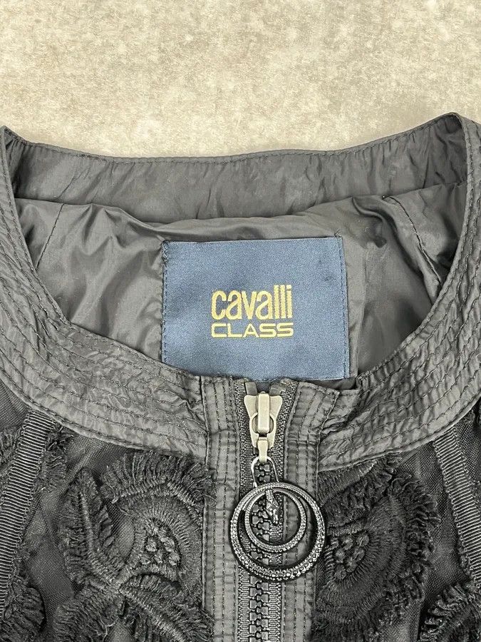 2000s Cavalli Flowers Abstract Embroidered Bomber Jacket