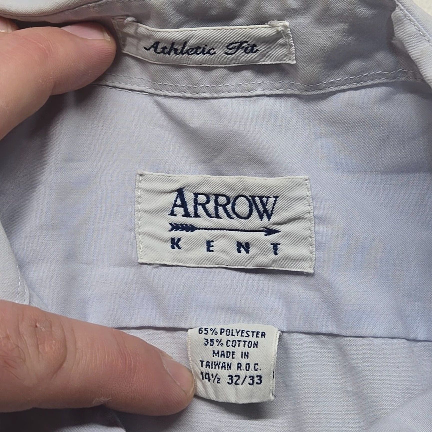 Arrow Arrow Dress Shirt Solid Blue Button Up Long Sleeve Adult Men's Size 14.5 Size 36R - 2 Thumbnail