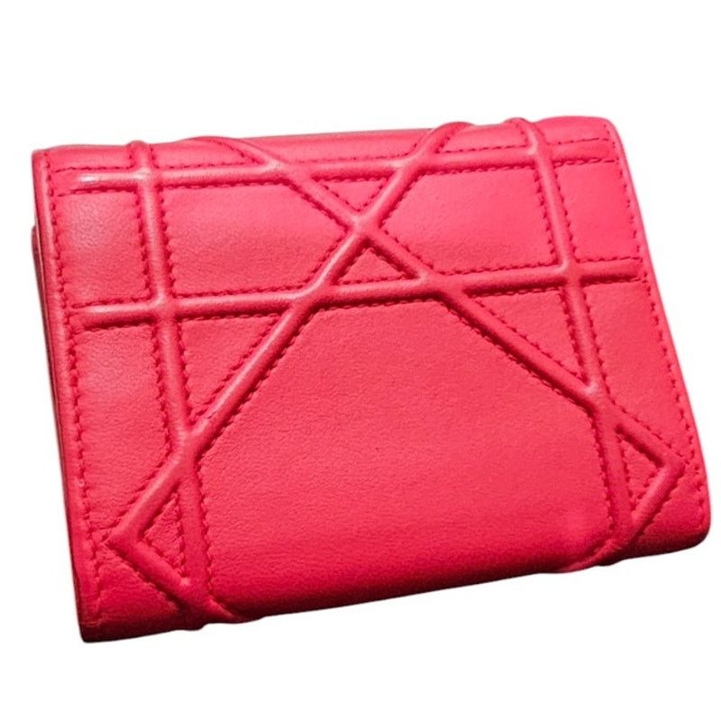 Dior Christian Dior Diorama Trifold Wallet in Pink Leather Size ONE SIZE - 2 Thumbnail