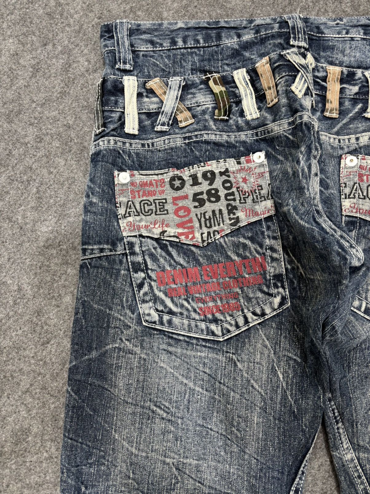 Japanese Brand 💥Double Waist💥Dominate Zipper Twisted Fades Denim F649 Size US 33 - 12 Thumbnail