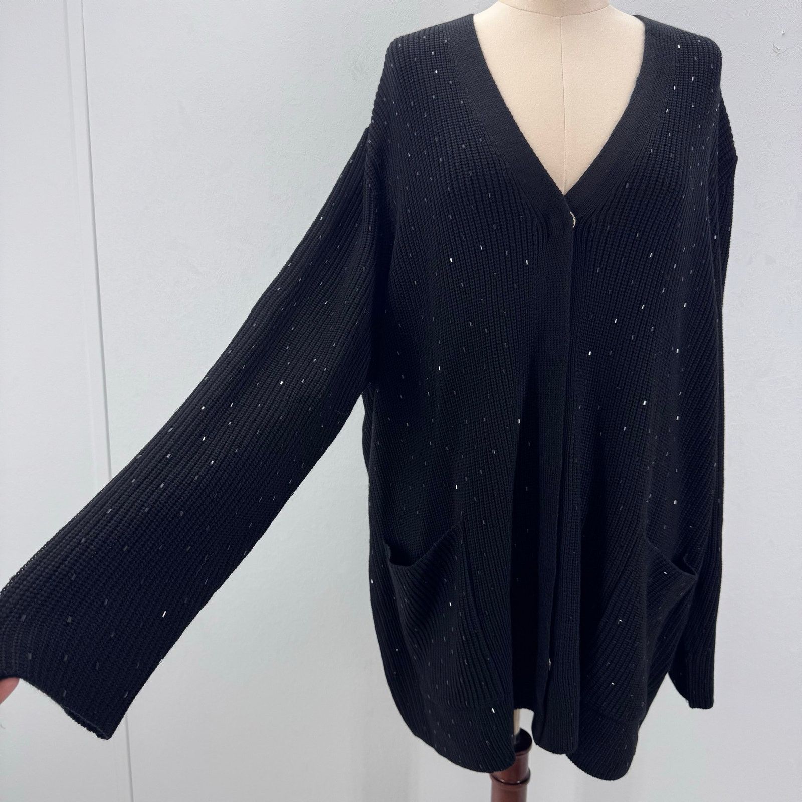 Marina Rinaldi Marina Rinaldi Sequin Embellished V-neck Knit Cardigan 20-22 Size 3XL / US 20-22 - 4 Thumbnail