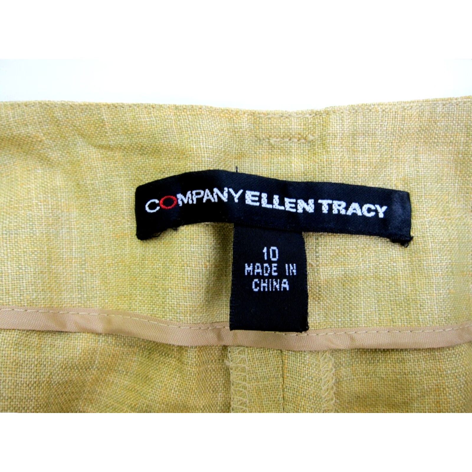 Ellen Tracy Ellen Tracy Women 100% Linen Yellow Pocket High Rise Pleat Pant Shirt? Size 32" / US 10 / IT 46 - 4 Thumbnail
