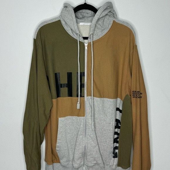 Helmut Lang Helmut Lang Patchwork Hoodie Full Zip Jacket Grey Multi Men’ Size US XL / EU 56 / 4 - 1 Thumbnail