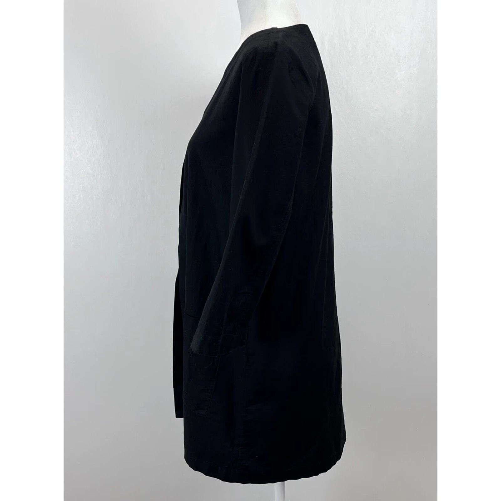 Eileen Fisher VINTAGE Eileen Fisher Cotton Open Front Jacket Womens XS Black Minimalist Classic Size XS / US 0-2 / IT 36-38 - 2 Thumbnail