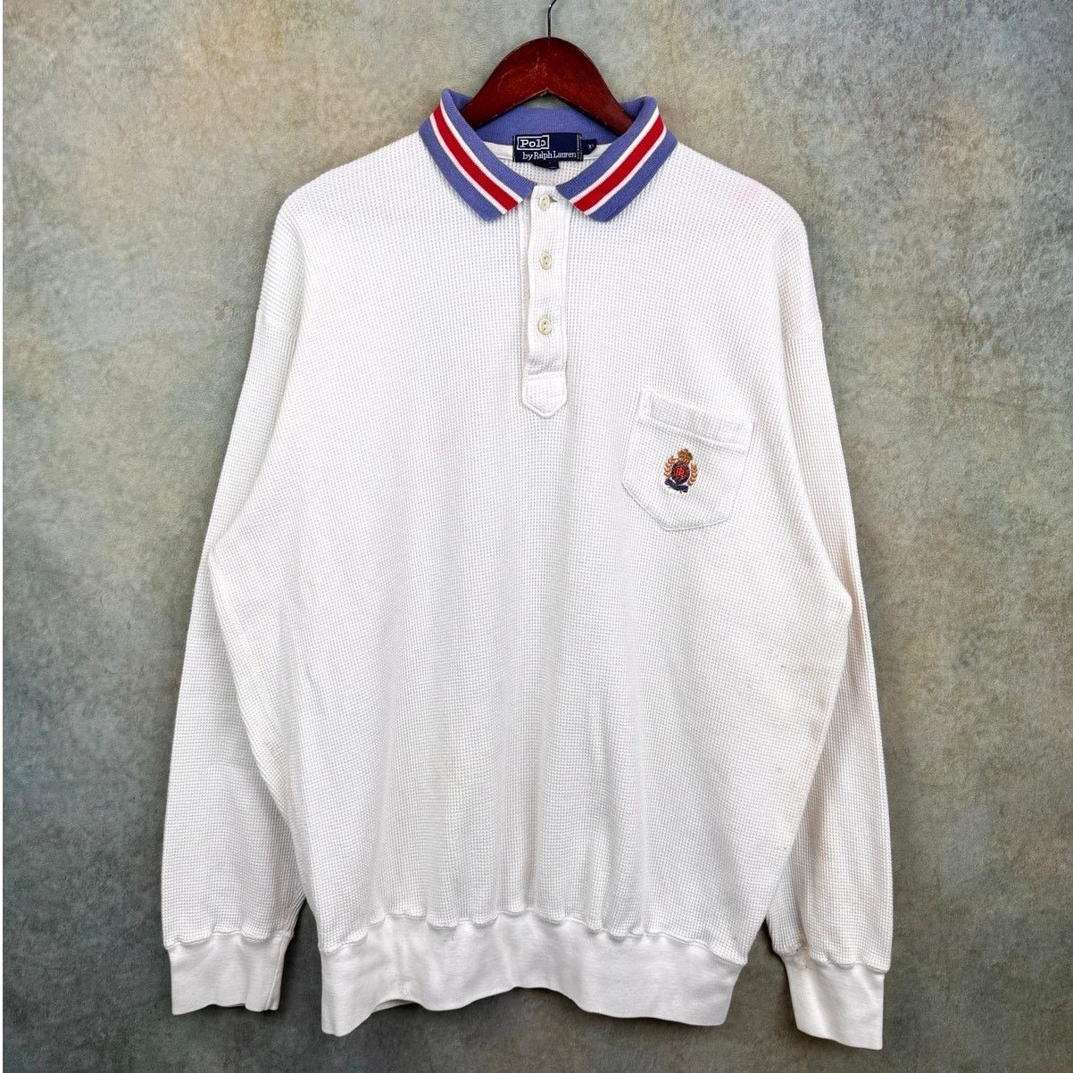 Polo Ralph Lauren × Vintage VTG 90s Polo Ralph Lauren Cookie Crest Thermal Shirt XL Size US XL / EU 56 / 4 - 1 Thumbnail
