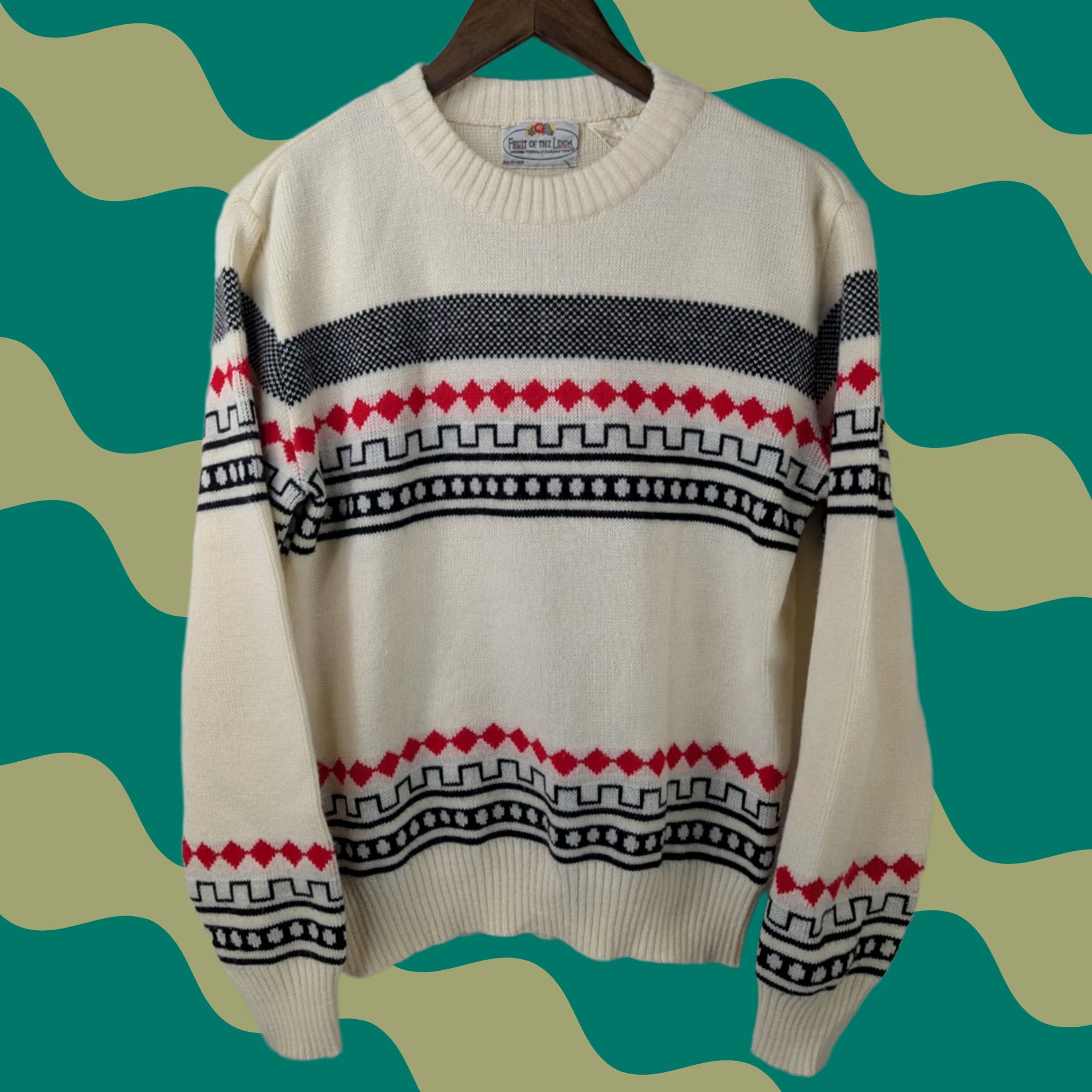 Fruit Of The Loom VINTAGE Fruit of the Loom Christmas Ugly Sweater Knit Crew Neck Long Sleeve Beige M Women Pullover Pattern: holiday Size M / US 6-8 / IT 42-44 - 1 Thumbnail