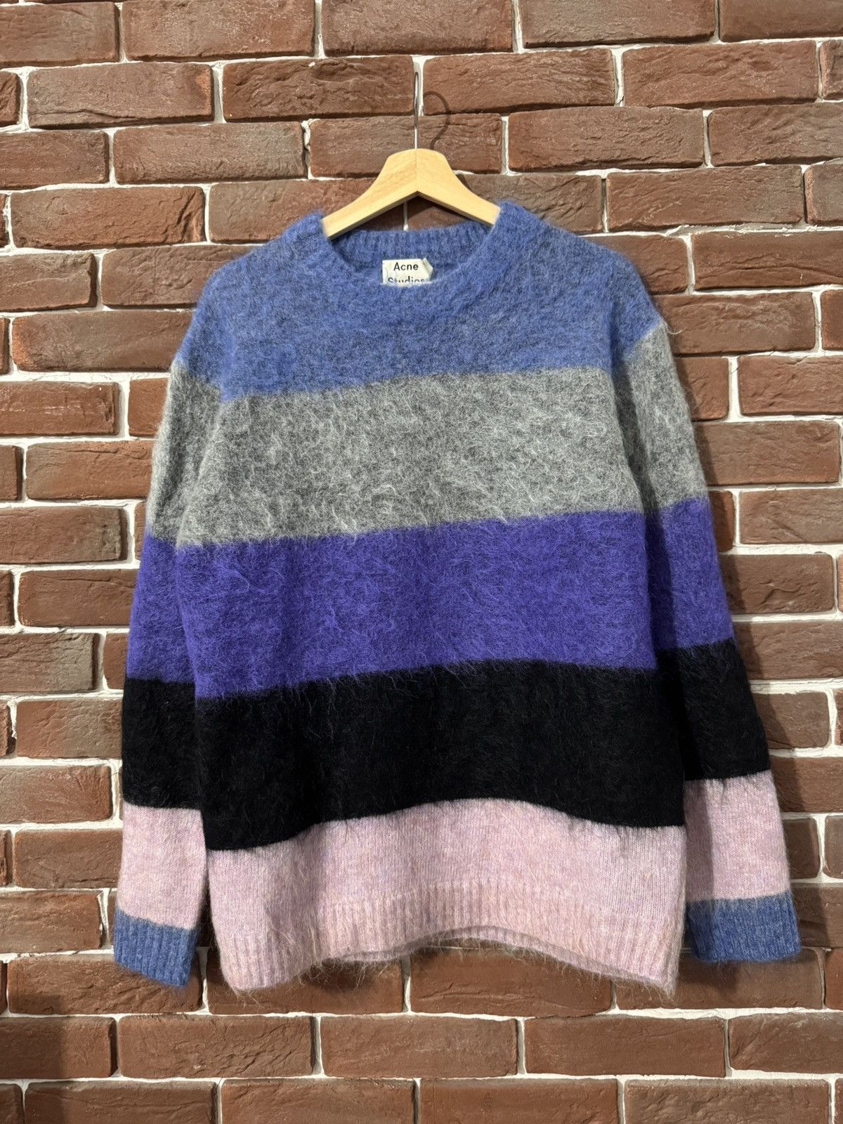 Acne Studios × Designer Acne Studios Designer Fuzzy Wool Knit Sweater Striped Size US M / EU 48-50 / 2 - 1 Thumbnail