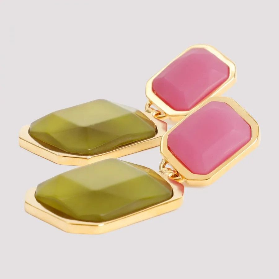 Saint Laurent Paris o1bcso1str0226 Size: OS/Octagon Earrings in Green/Pink Size ONE SIZE - 3 Thumbnail