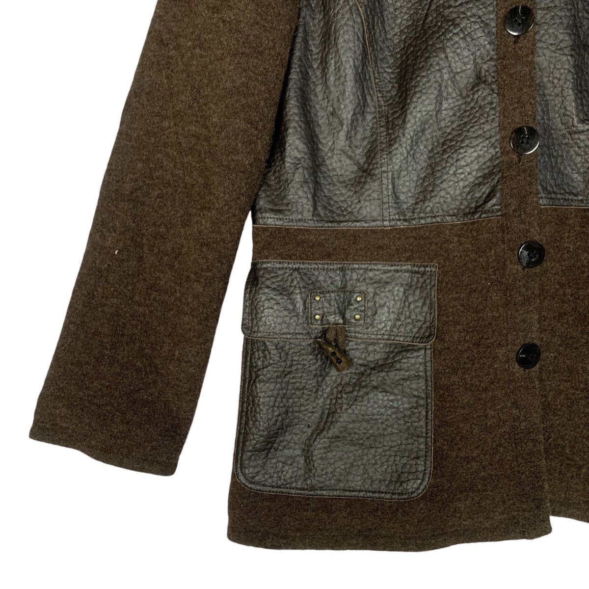 Japanese Brand Vintage Monegal Wool With Leather Jacket Size S / 40 Size M / US 6-8 / IT 42-44 - 5 Thumbnail
