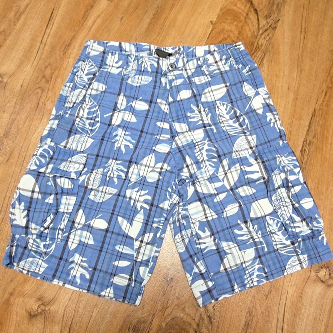 Other Plugg Cargo Shorts Blue Floral Plaid Pattern 34 Mens Shorts Size US 34 / EU 50 - 1 Thumbnail