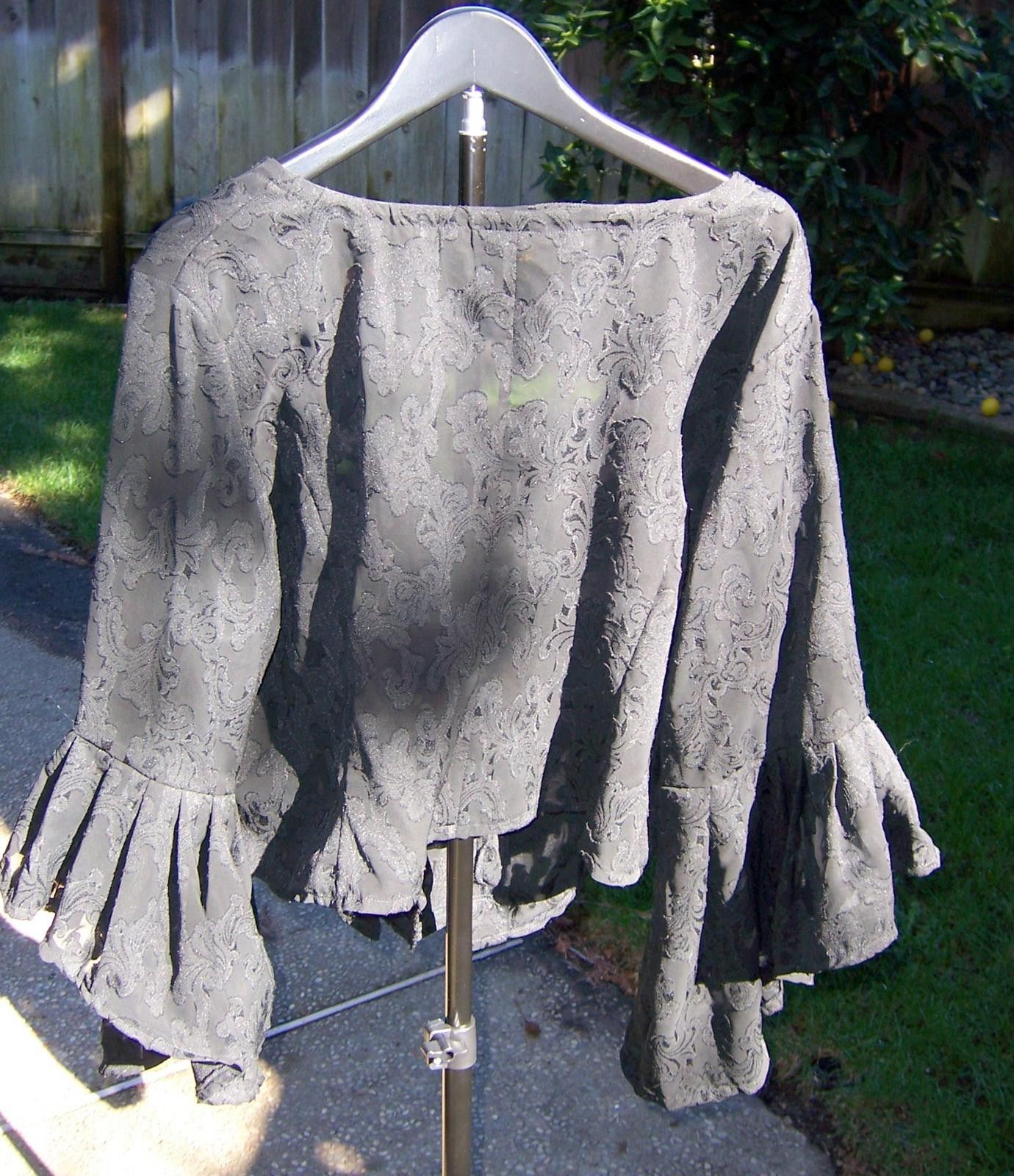 Other Gallery Serpentine Black Cropped Brocade Top-Ruffled Cuffs Size XL / US 12-14 / IT 48-50 - 3 Thumbnail