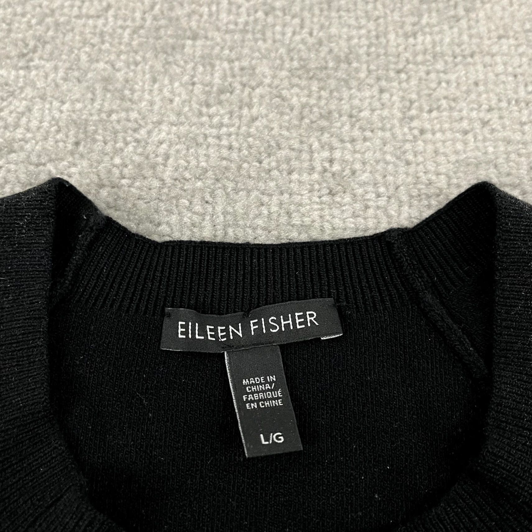 Eileen Fisher EILEEN FISHER Sweater Womens Large Black Knit Wool Blend Pullover Long Sleeve Size L / US 10 / IT 46 - 2 Thumbnail