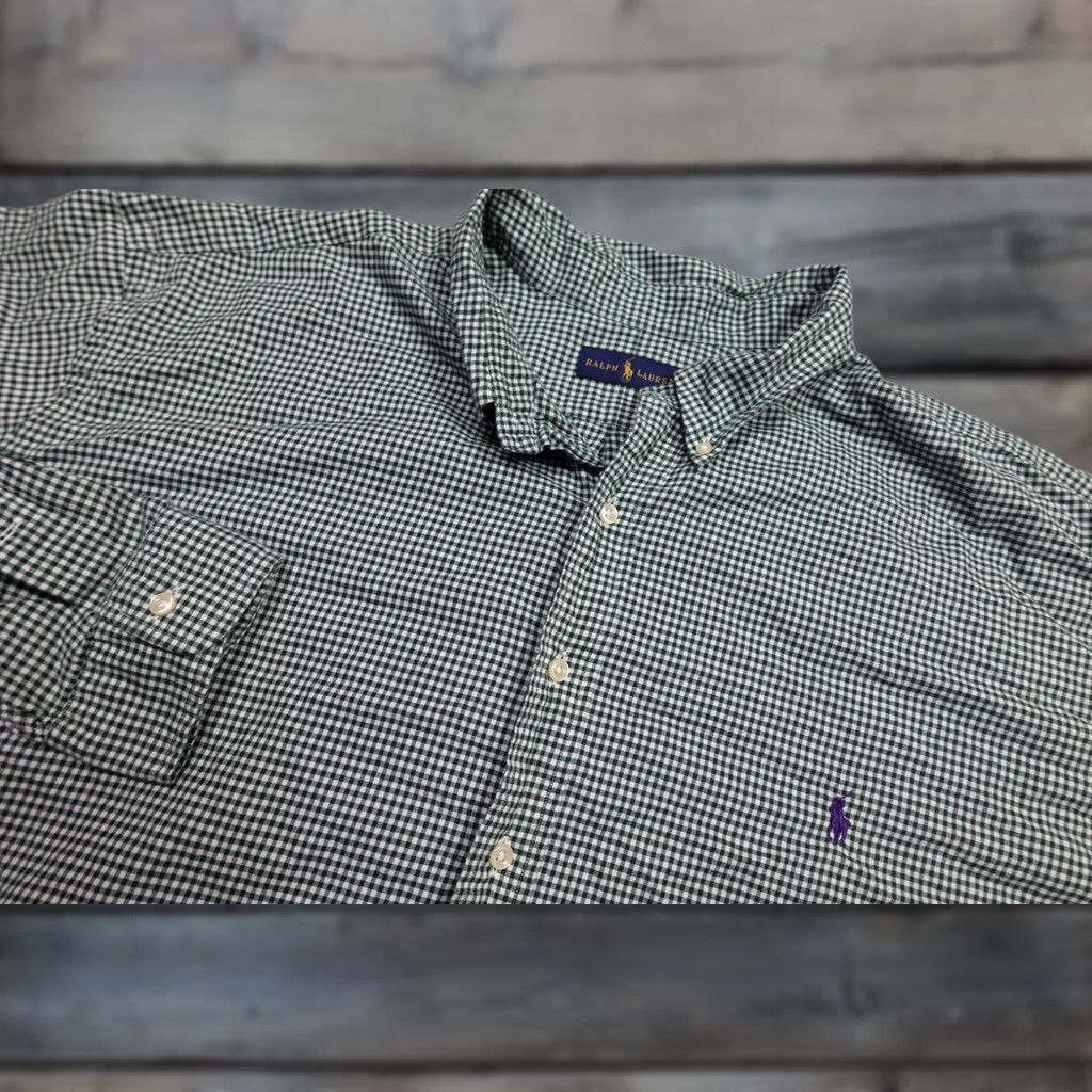 Ralph Lauren Ralph Lauren Dress Shirt Mens Big 4X Green Check Long Sleeve Button-Down Collared Shirt Size 48R - 1 Thumbnail