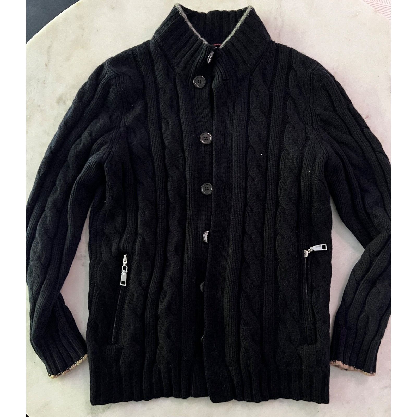 $3850 Brunello Cucinelli 100% Cashmere Chunky Navy Blue IT50