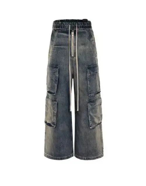 Jean Vintage street hip-hop washed multi-pocket work jeans Size US 34 / EU 50 - 6 Thumbnail