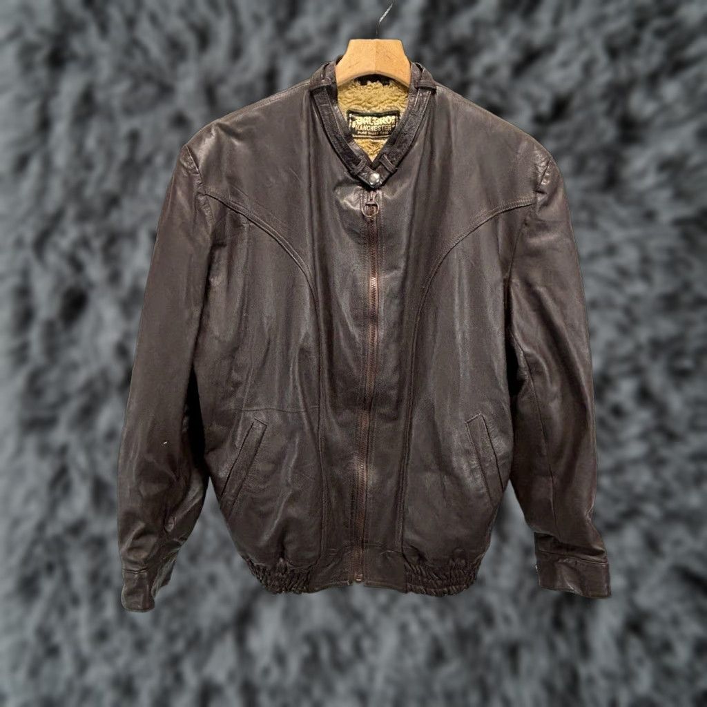 Vintage VINTAGE Balbro Sheepskin Bomber Jacket Coat Men 44 Brown 80s Classic Fall Winter Long Sleeve Zip Snap Lining Shearling Mens Size 44 Size US S / EU 44-46 / 1 - 1 Thumbnail