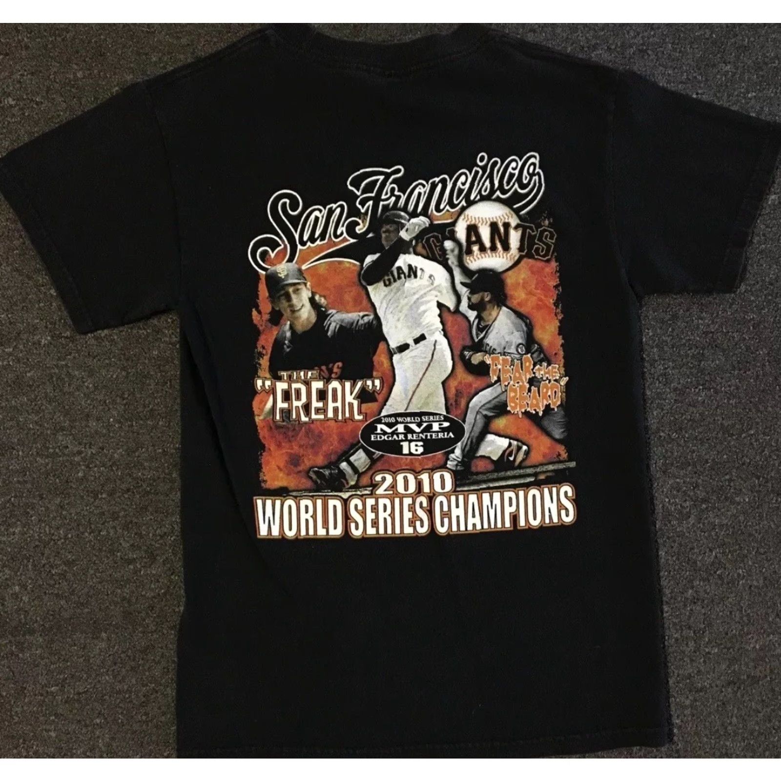 Vintage VINTAGE 2010 SF Giants World Series Champs Eddie Renteria AOP Shirt S Baseball Grunge Size US S / EU 44-46 / 1 - 2 Thumbnail