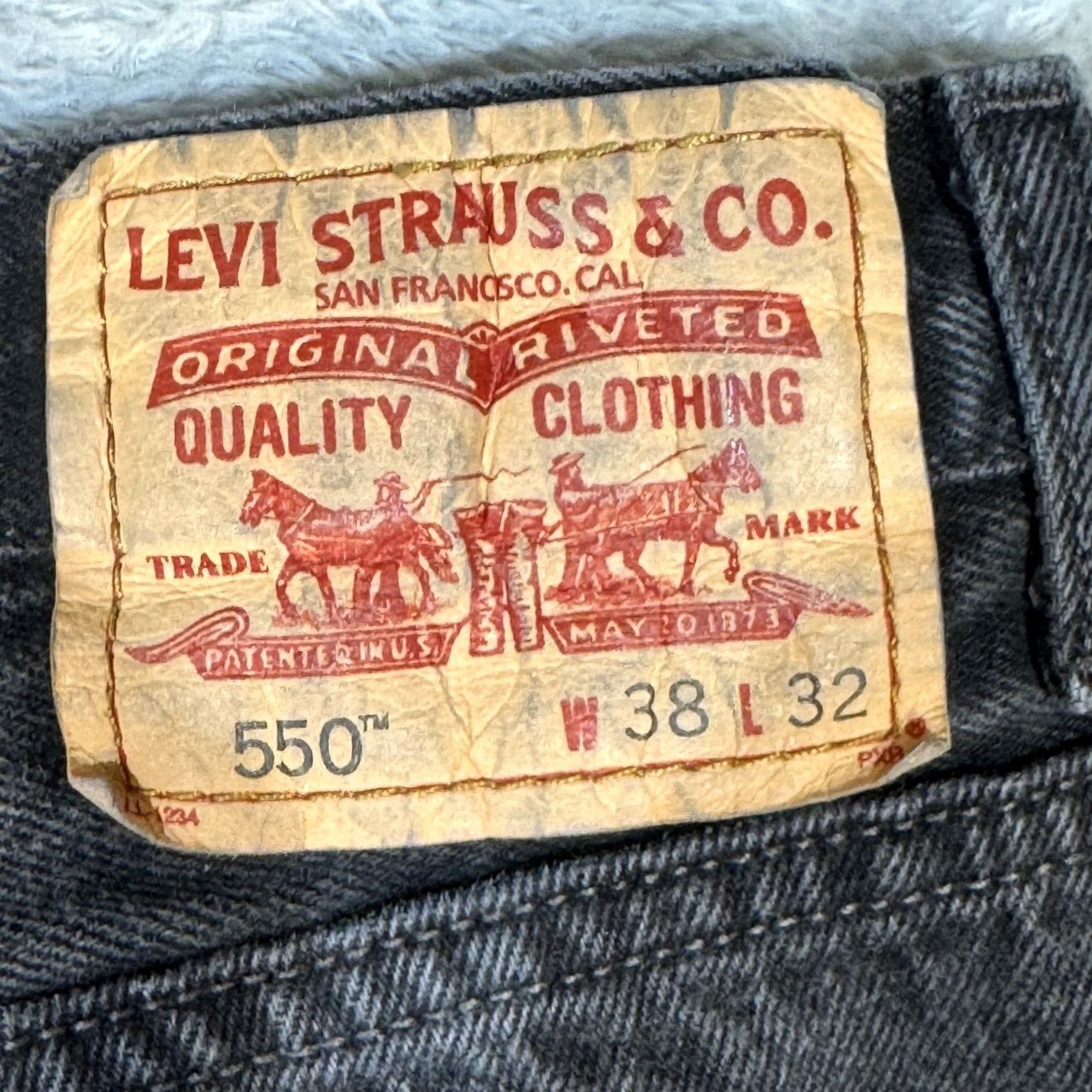 Levi's Levi’s 550 Jeans Men Black Denim Relaxed Fit Straight 38x32 Mid Rise Zip Fly Straight Leg Jeans Size US 38 / EU 54 - 3 Thumbnail