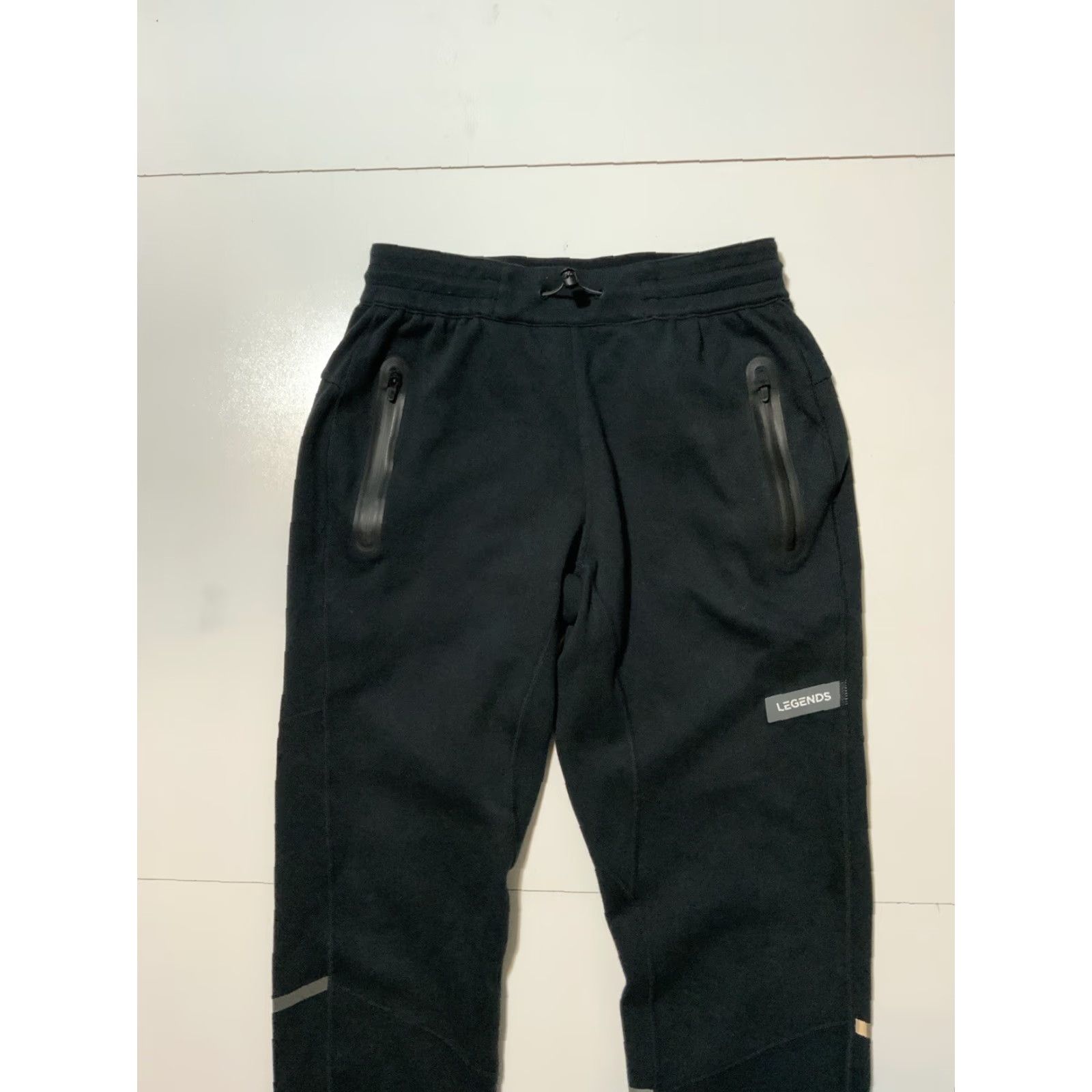Vintage LEGENDS Black Performance Tech Gym Training Tapered Track Pants Sz. S Mens Slim Fit Regular Waist 28-34 Inseam 28 Pants Size US 29 - 5 Thumbnail