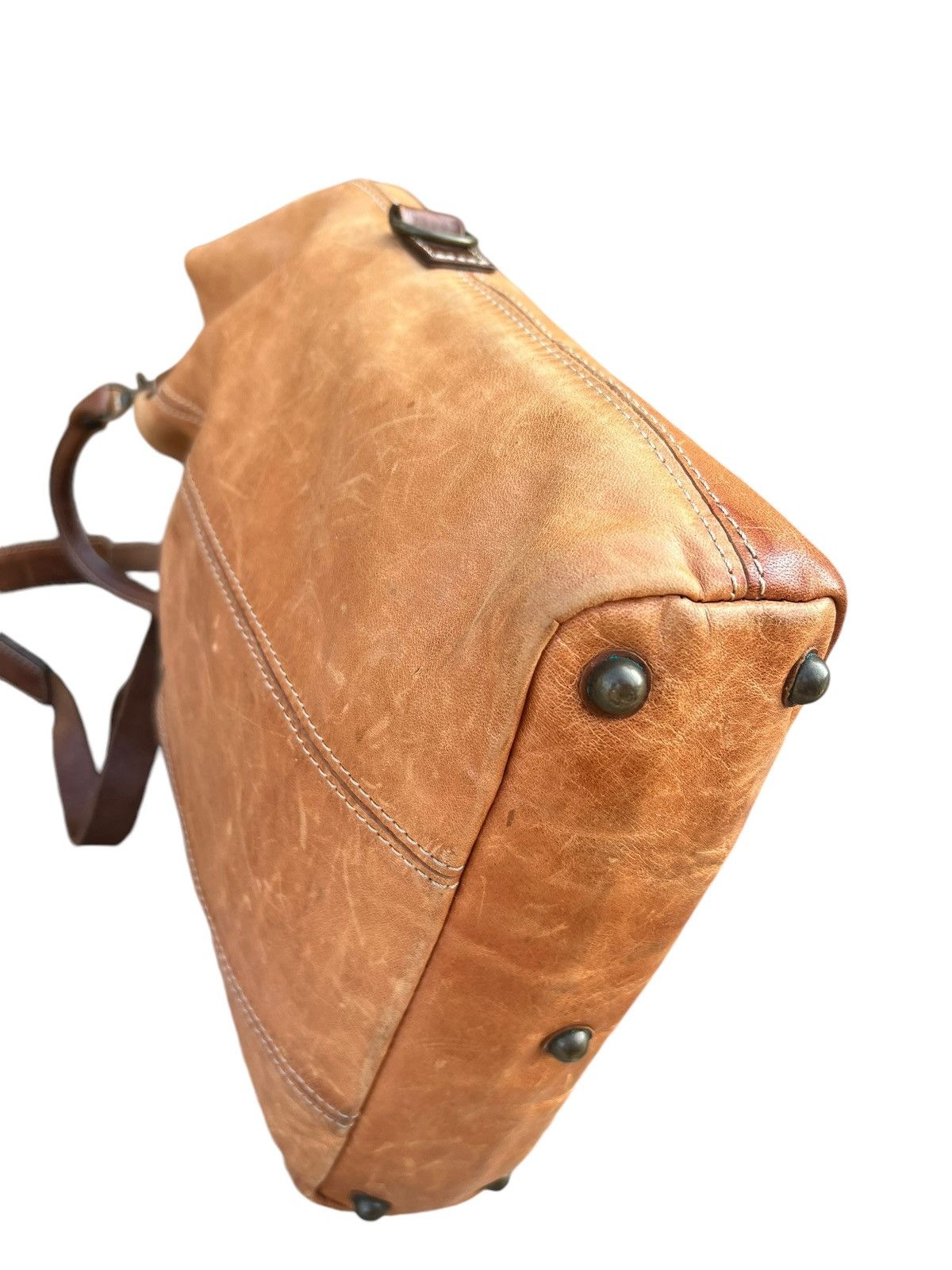 Leather Vintage REI Japan Distress Fade Patina Leather 2 Way Bag Size ONE SIZE - 13 Thumbnail