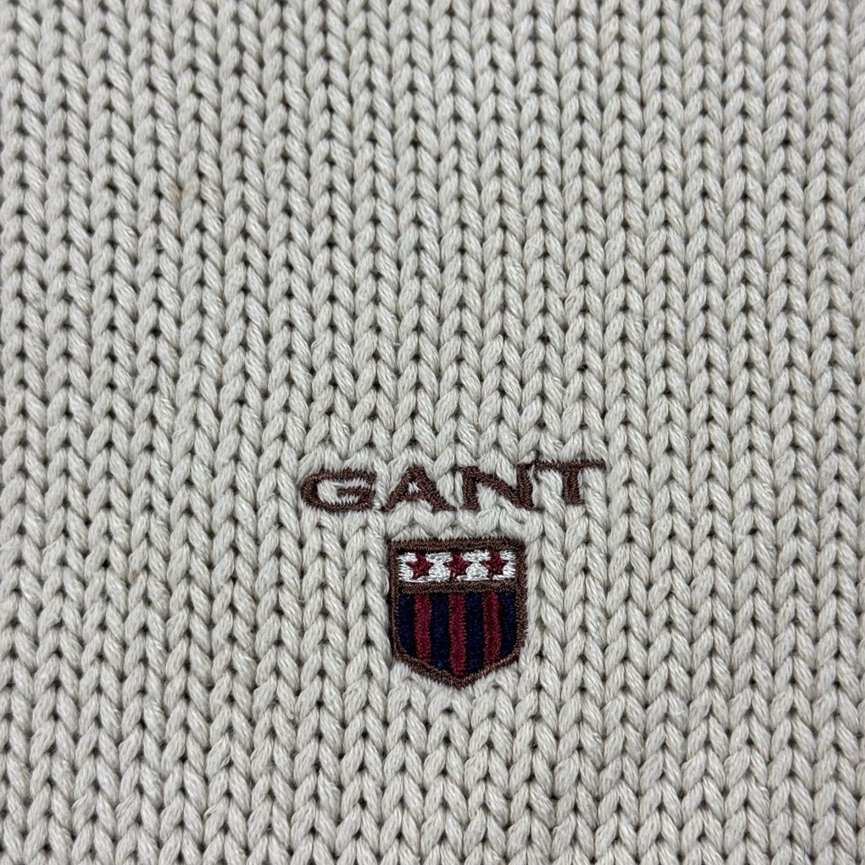 Gant Vintage GANT 90s Preppy Striped Cotton Sweater Men's Large Beige Crew Neck Knit Pullover All Seasons Size US L / EU 52-54 / 3 - 3 Thumbnail