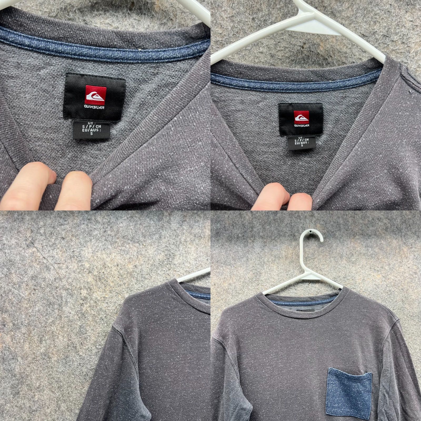 Quiksilver VINTAGE Quiksilver Sweatshirt Mens Small Blue Heather Crewneck Pullover Pocket Cotton Size US S / EU 44-46 / 1 - 8 Thumbnail