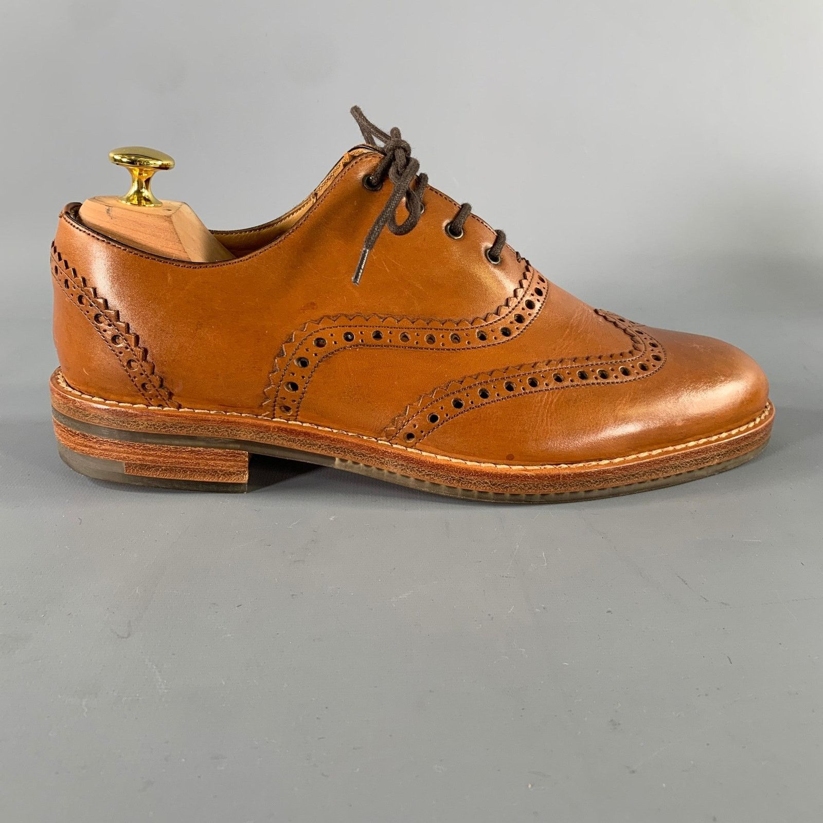 Marc Jacobs MARC JACOBS Sz 8 Brown Window Pane Leather Wingtip Lace Up Size US 8 / EU 41 - 2 Thumbnail