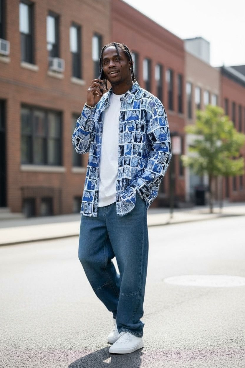 🔥DOPE!💥90’s Y2k FUBU Full Print Characters JNCO Style