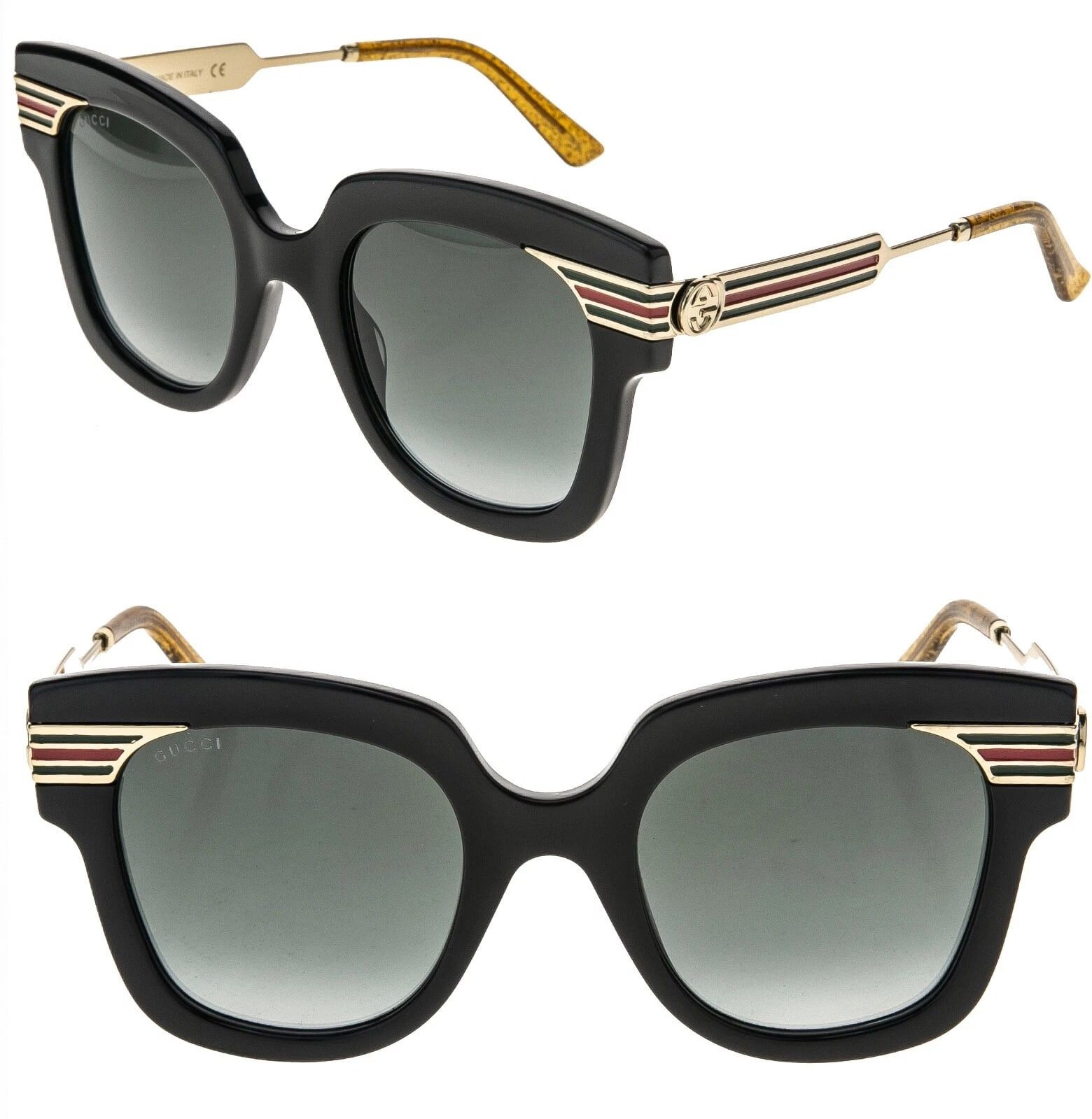 Gucci GUCCI GG0281S WEB Stripe 0281 Gold Black Sunglasses 001 Size ONE SIZE - 1 Thumbnail