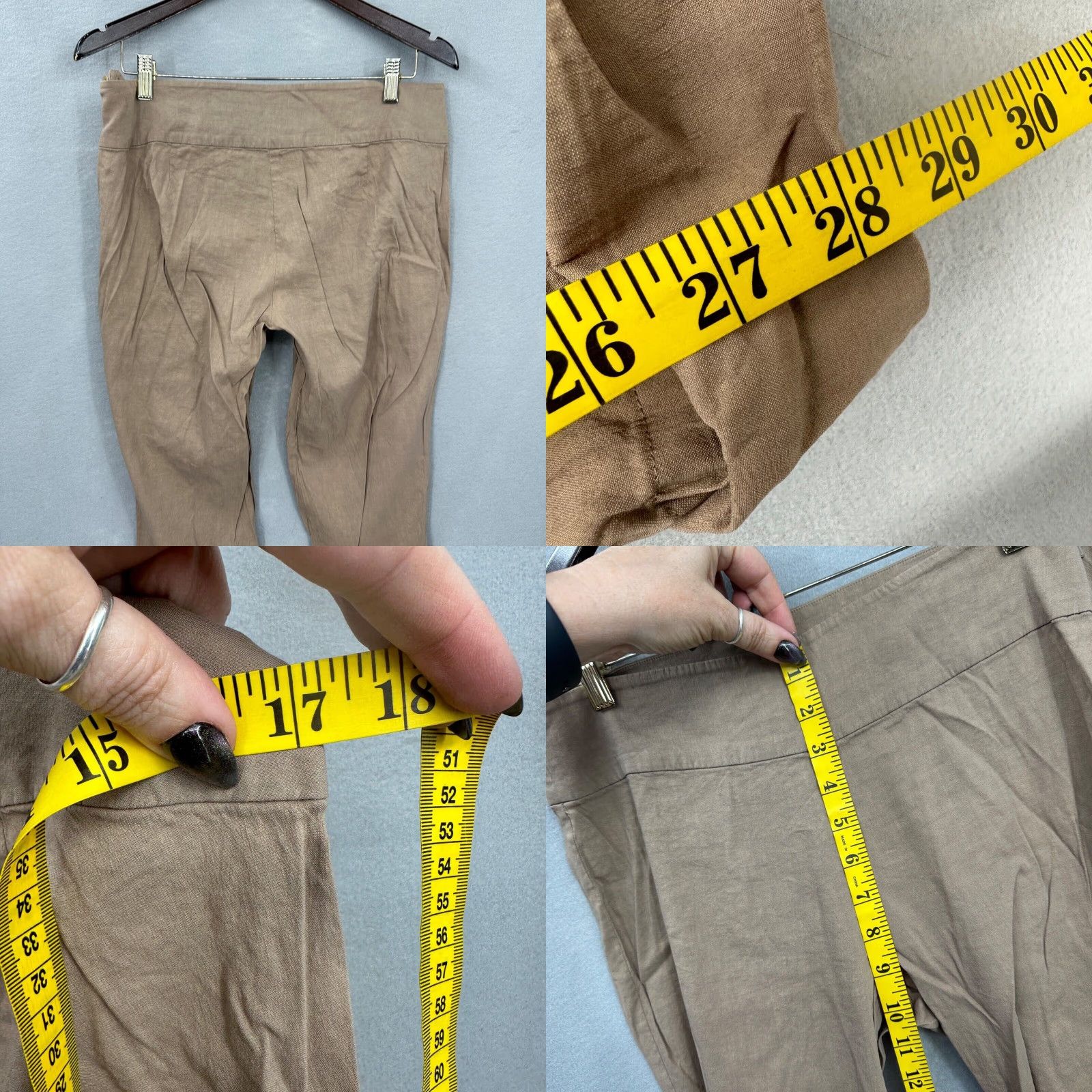 Eileen Fisher Eileen Fisher Pants Womens S Linen Viscose Flat Front Beige Cropped Cuffed Side Zip Classic Straight Knit 0 Size 28" / US 6 / IT 42 - 8 Thumbnail