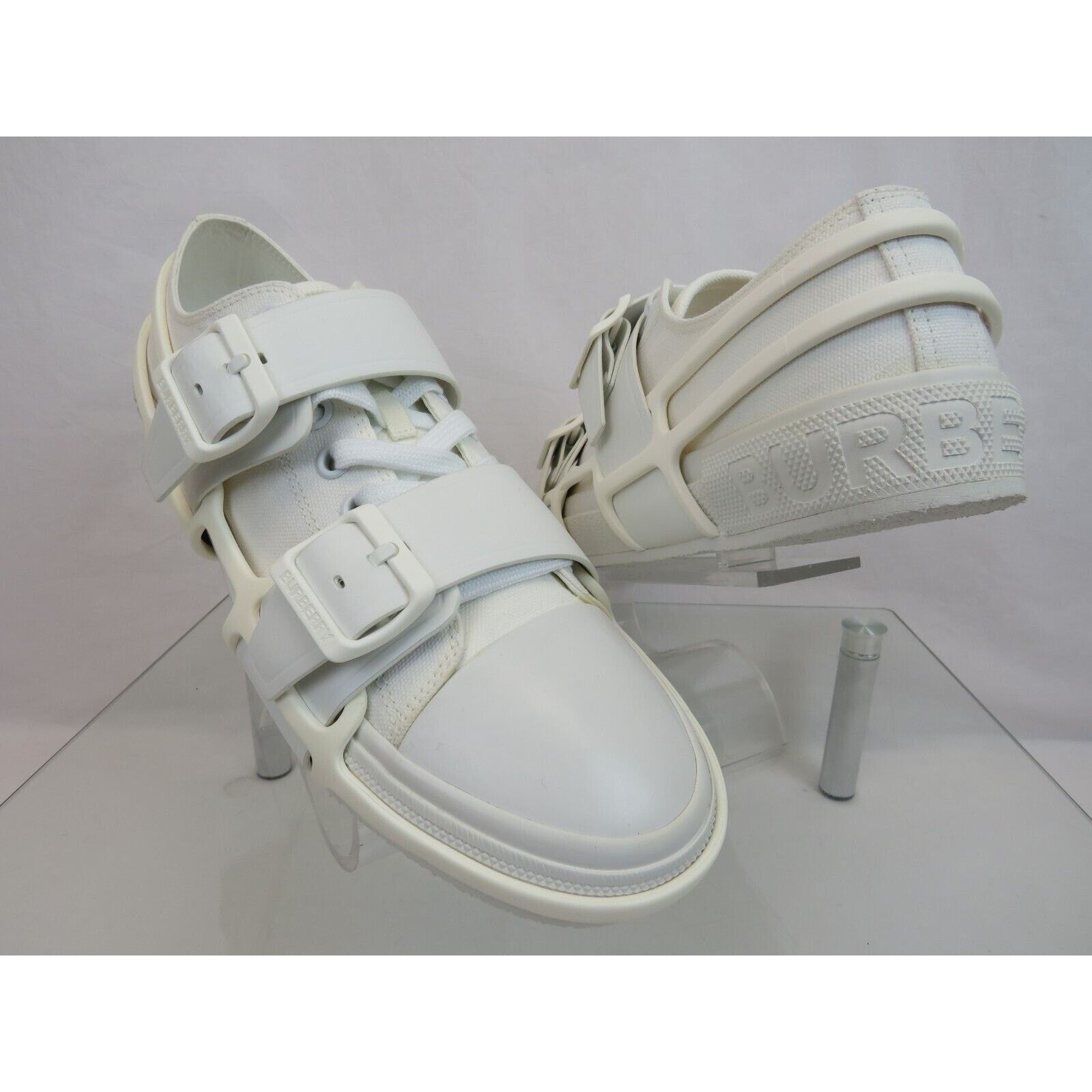 Burberry BURBERRY VERS WHITE CANVAS RUBBER STRAPS LOGO SNEAKERS 44 11 Size US 11 / EU 44 - 2 Thumbnail