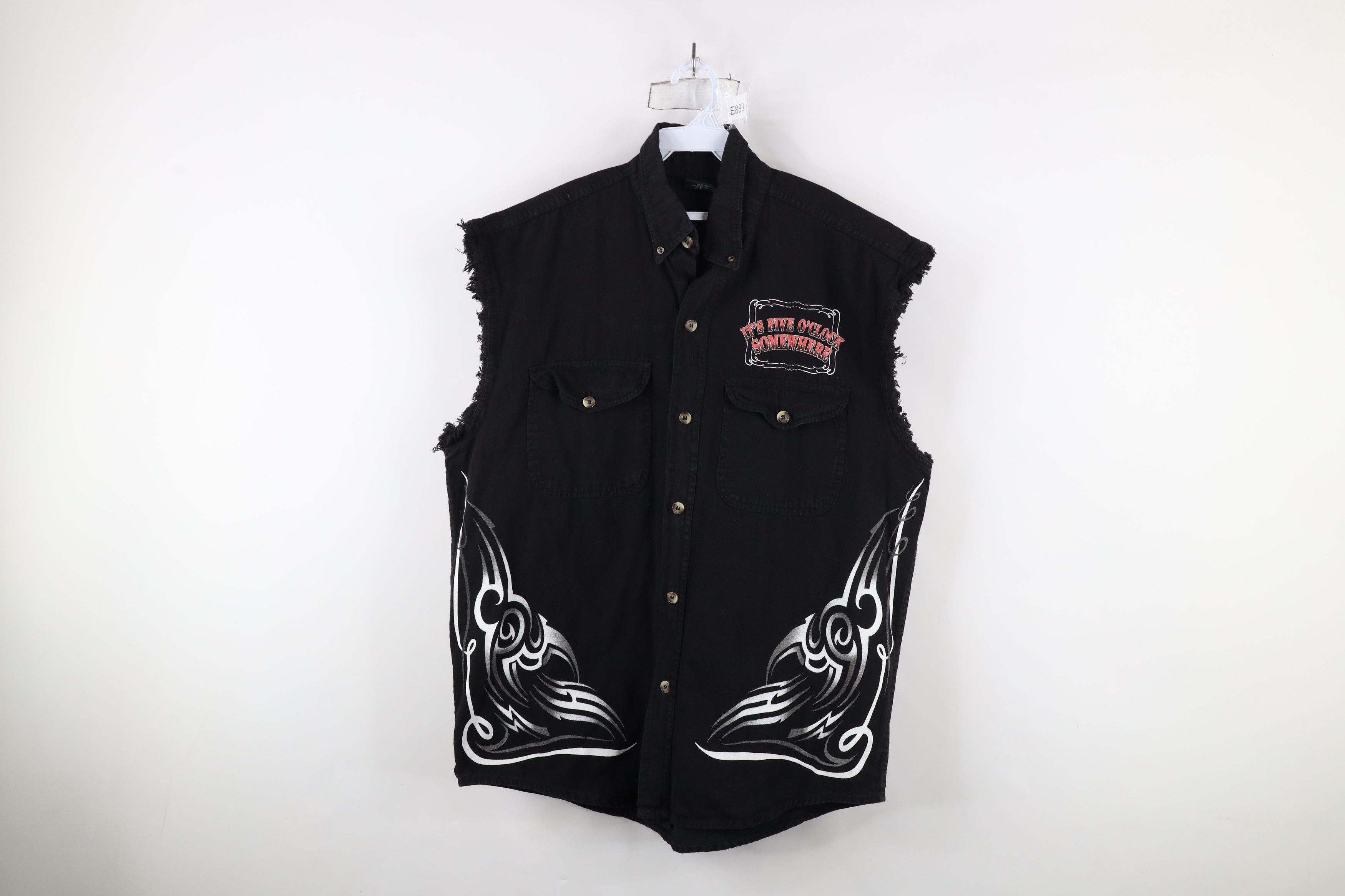 Vintage Vintage 90s Y2K Tribal Motorcycle Cut Off Denim Button Shirt Size US L / EU 52-54 / 3 - 1 Thumbnail