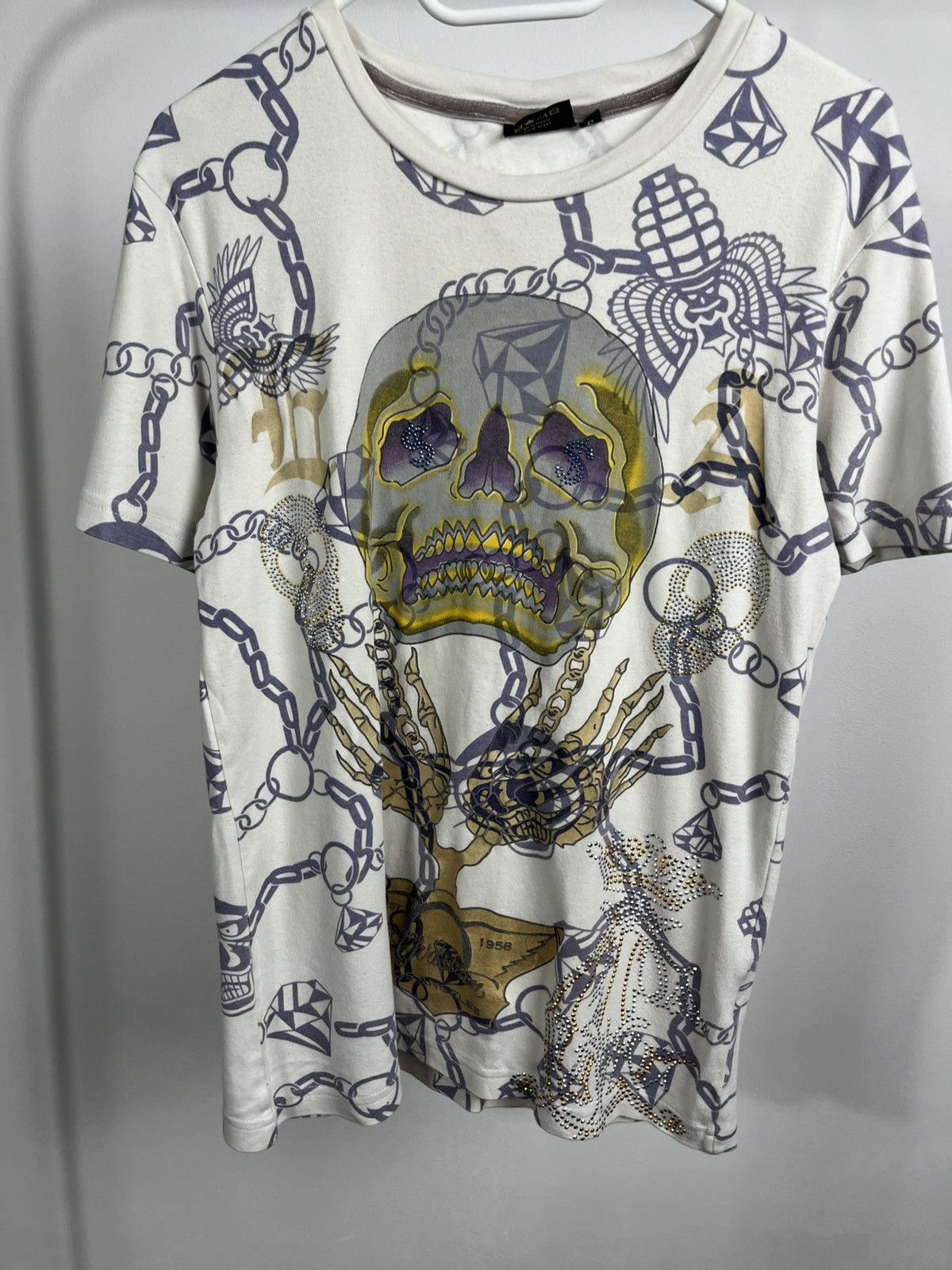 Christian Audigier Christian Audigier Skull Chain Graphic T-Shirt Women’s S Size M / US 6-8 / IT 42-44 - 3 Thumbnail