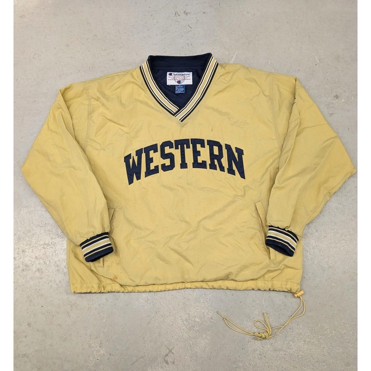 Champion 2000s Y2K Western University Yellow Windbreaker Jacket Size US XL / EU 56 / 4 - 1 Thumbnail