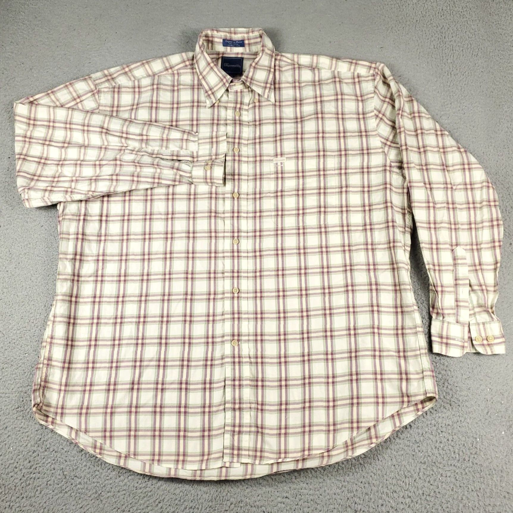 Faconnable Façonnable Button-Up Shirt Mens 2XL Brown Plaid Long Sleeve Casual Modern Size US XXL / EU 58 / 5 - 2 Thumbnail