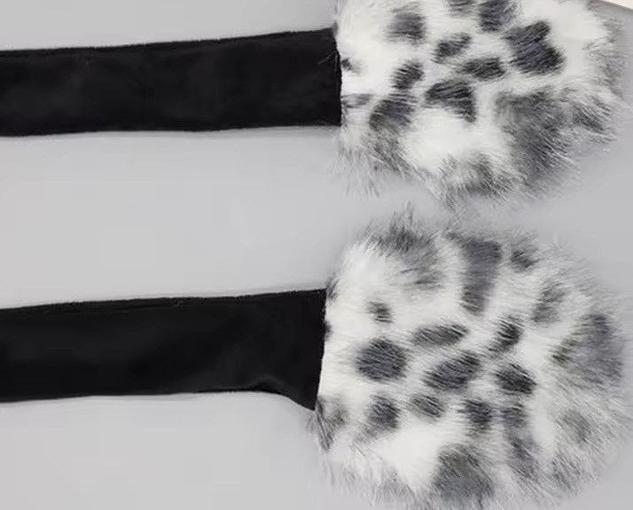Japanese Brand Animal Snow Leopard Hooded Winter Faux Fur Hat Size ONE SIZE - 4 Thumbnail